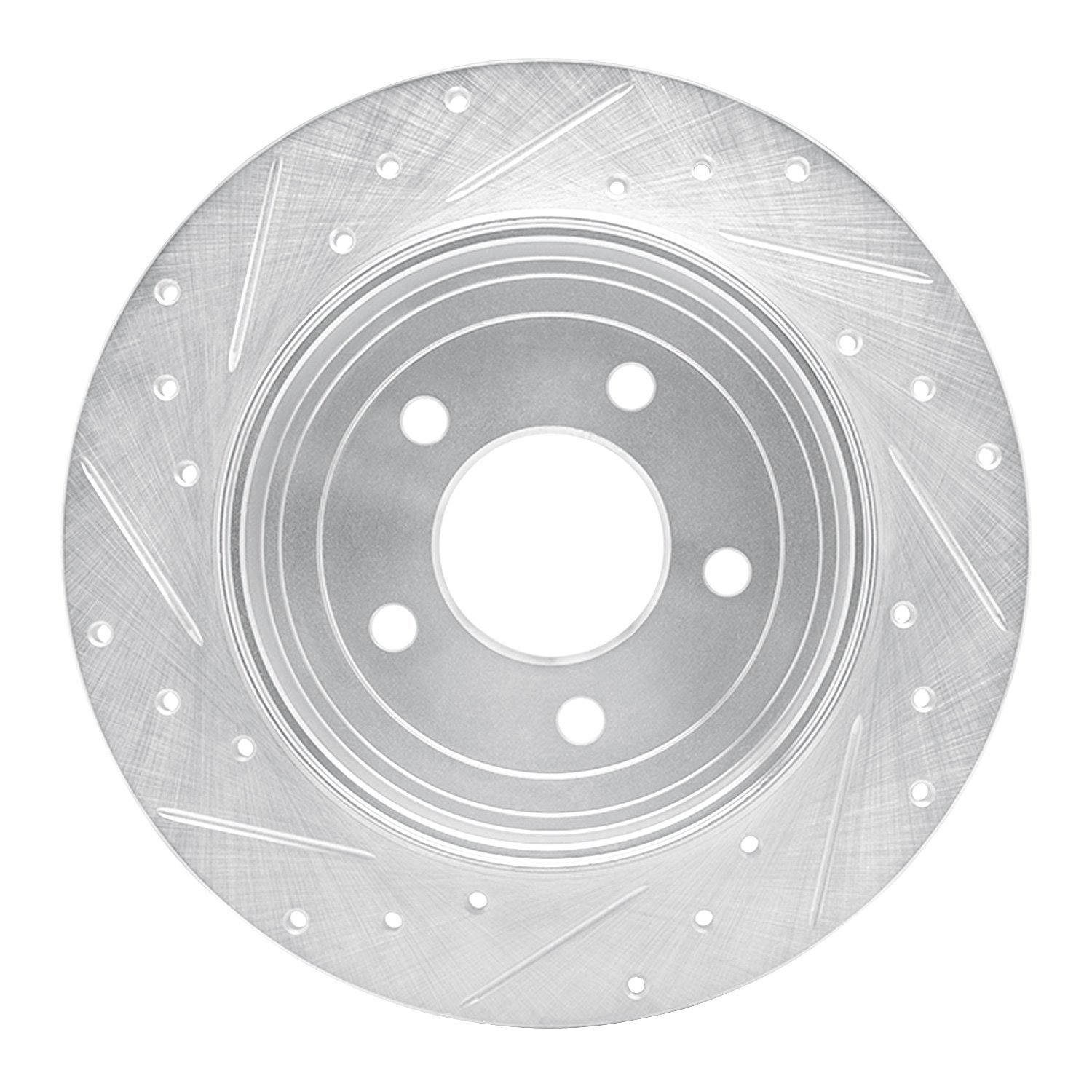 E-Line Drilled & Slotted Silver Brake Rotor, 2005-2008 Ford/Lincoln/Mercury/Mazda, Position: Rear Right