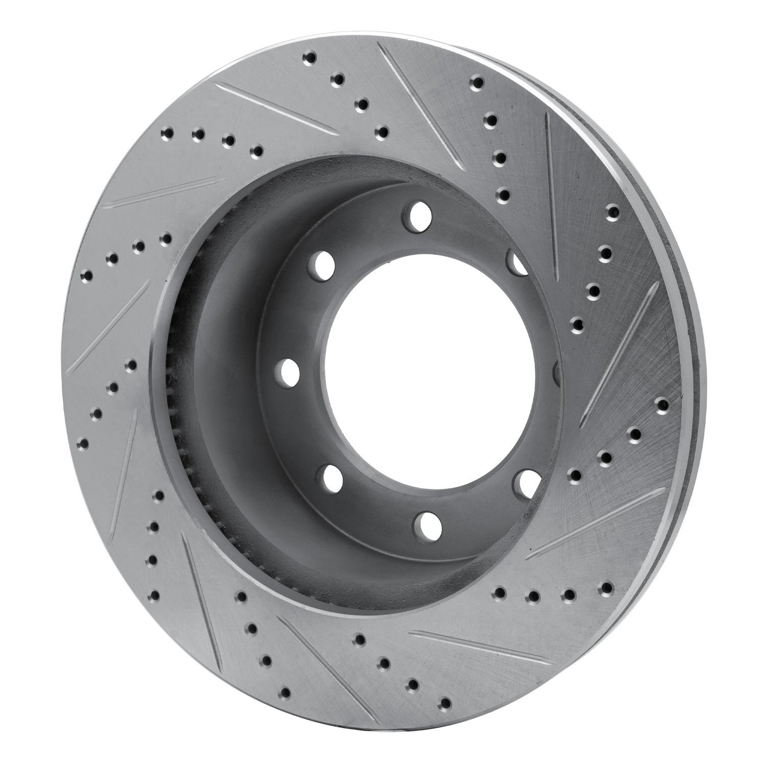 E-Line Drilled & Slotted Silver Brake Rotor, 2005-2012 Ford/Lincoln/Mercury/Mazda, Position: Front Left