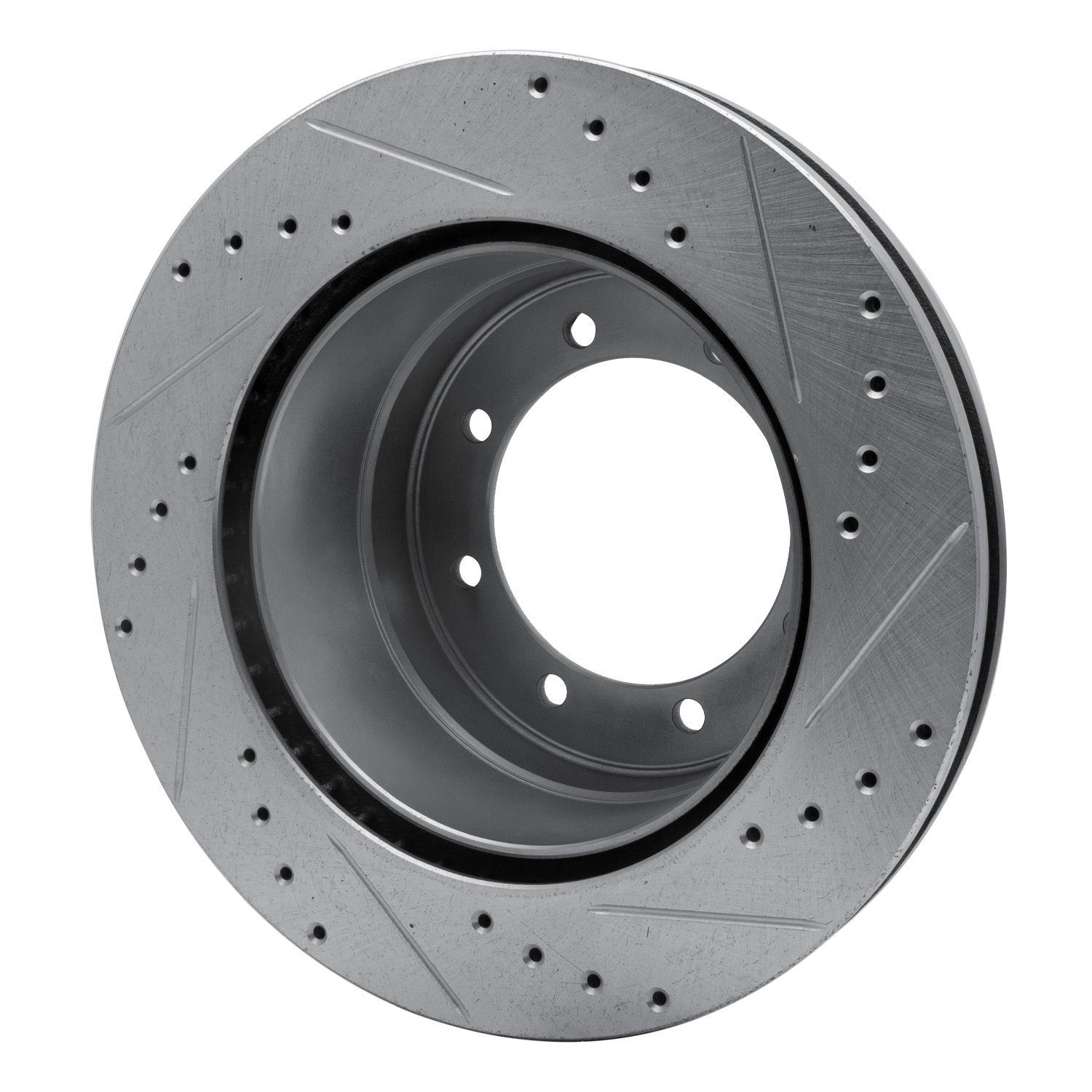 E-Line Drilled & Slotted Silver Brake Rotor, 2005-2012 Ford/Lincoln/Mercury/Mazda, Position: Rear Left