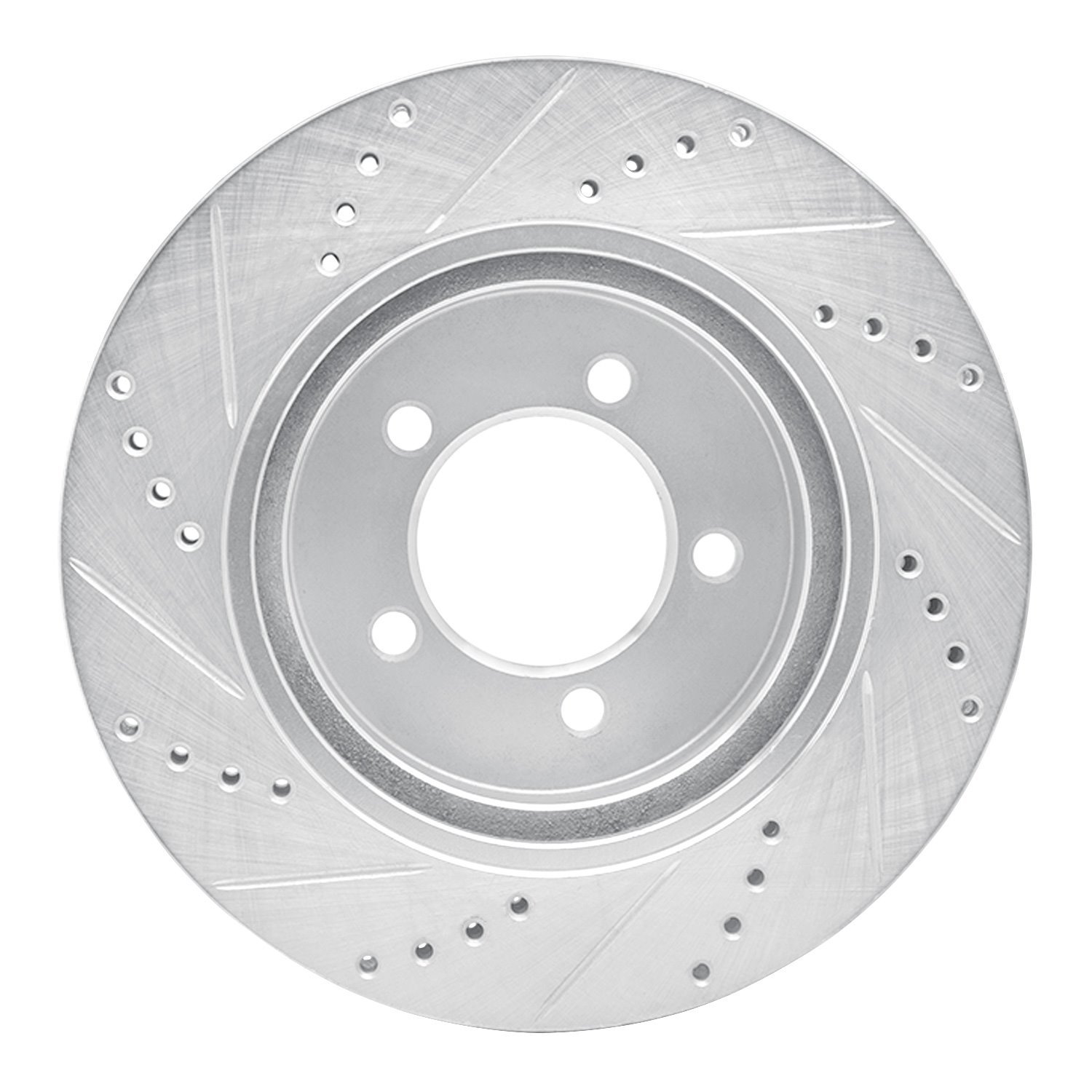 E-Line Drilled & Slotted Silver Brake Rotor, 2006-2010 Ford/Lincoln/Mercury/Mazda, Position: Front Right
