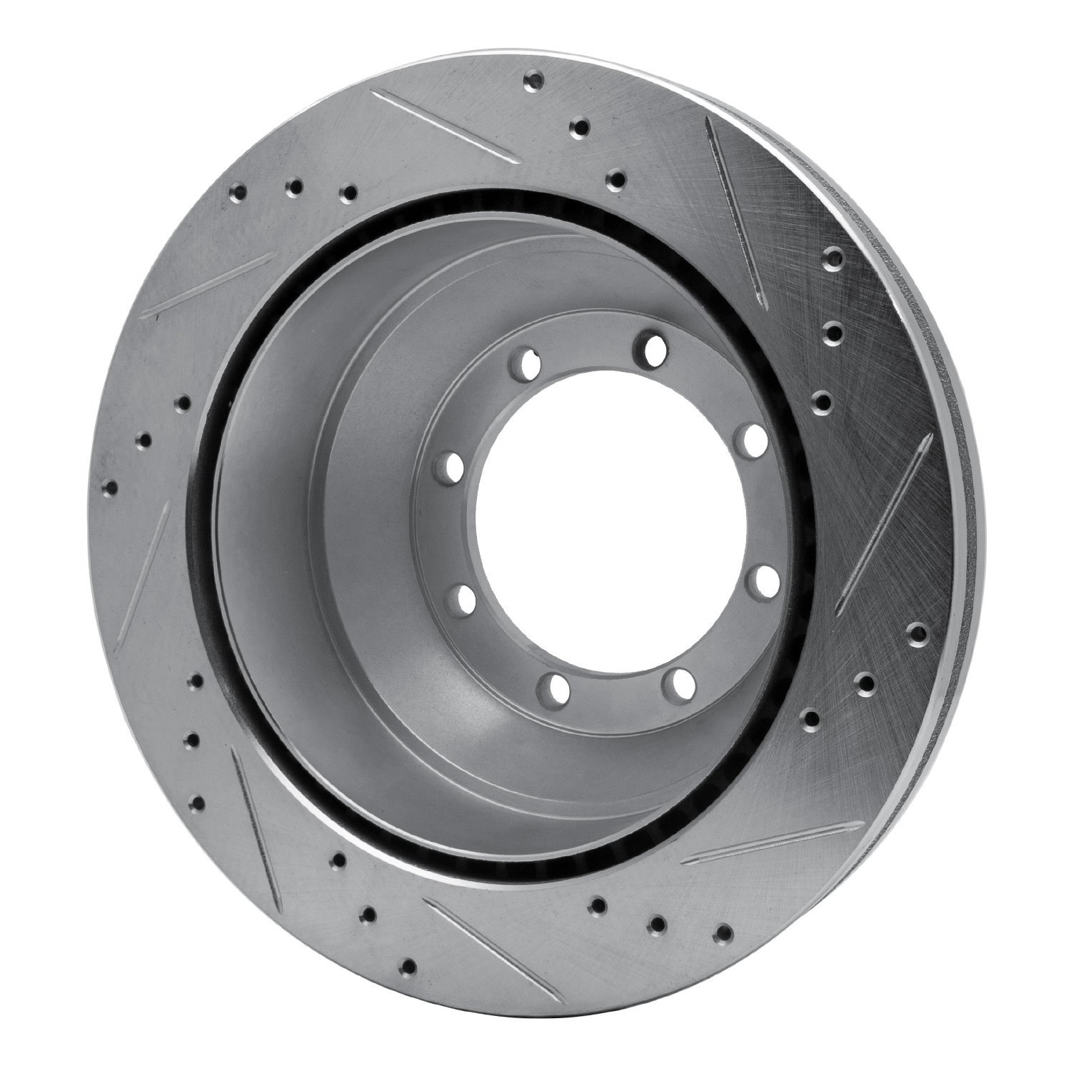 E-Line Drilled & Slotted Silver Brake Rotor, Fits Select Ford/Lincoln/Mercury/Mazda, Position: Rear Left