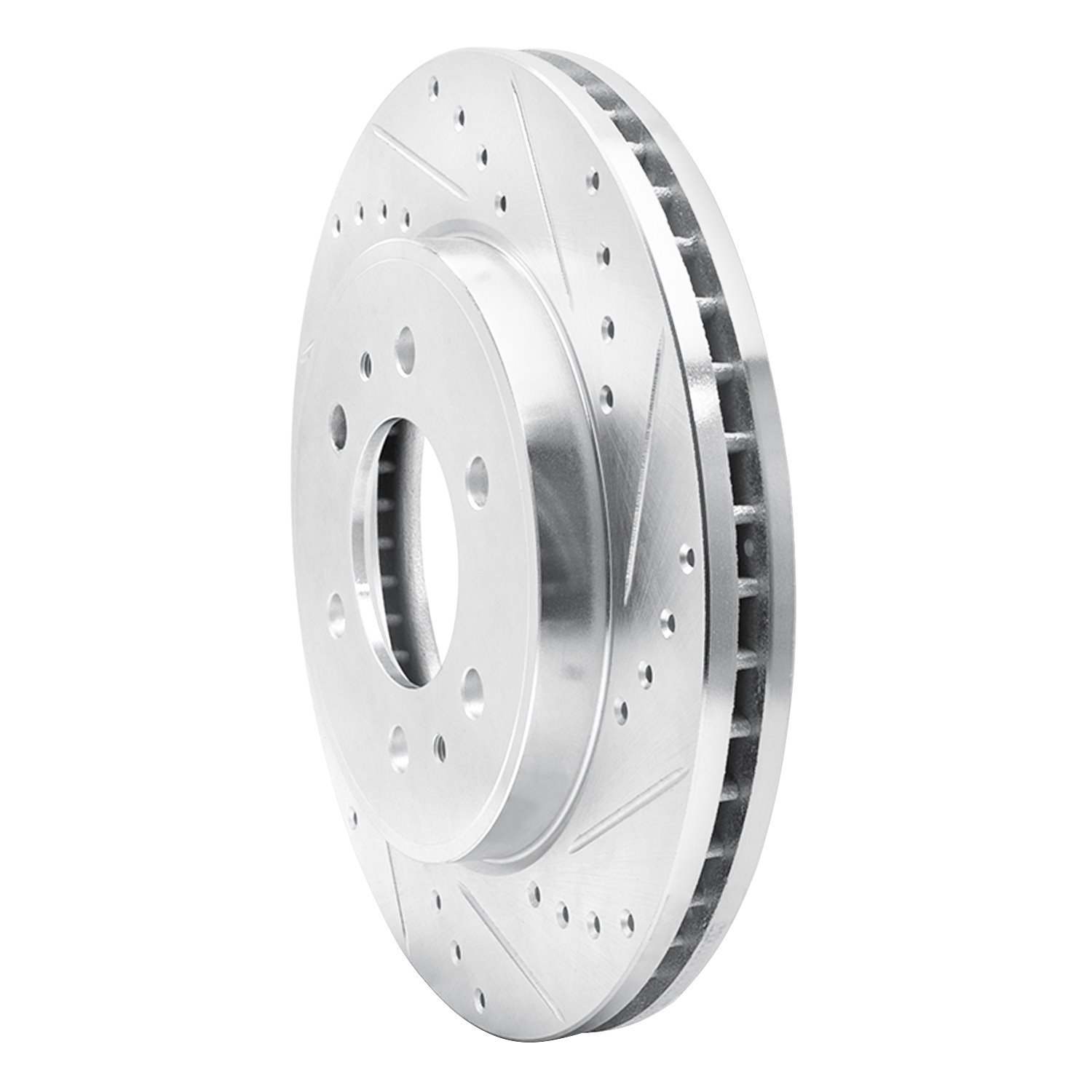 E-Line Drilled & Slotted Silver Brake Rotor, 2009-2009 Ford/Lincoln/Mercury/Mazda, Position: Front Right
