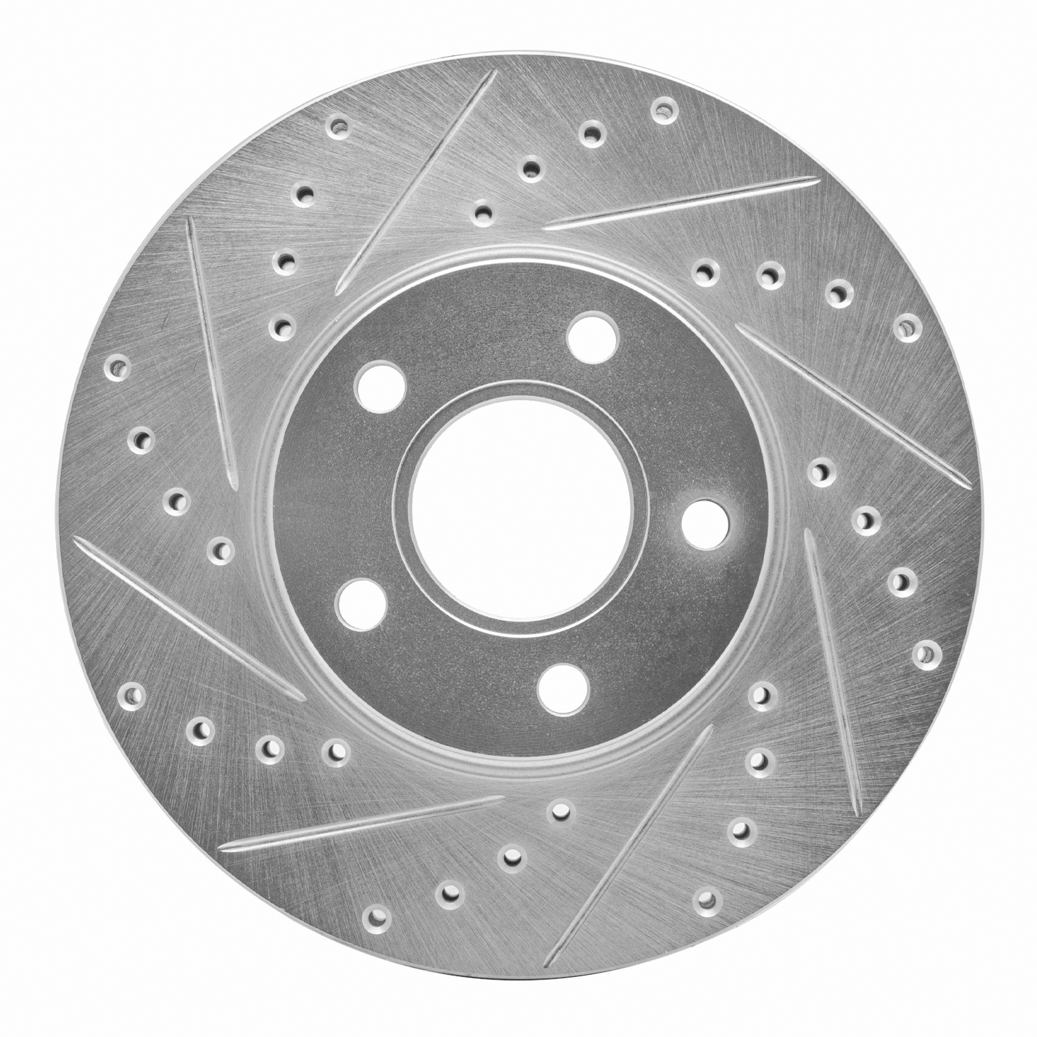 E-Line Drilled & Slotted Silver Brake Rotor, 2010-2013 Ford/Lincoln/Mercury/Mazda, Position: Front Left