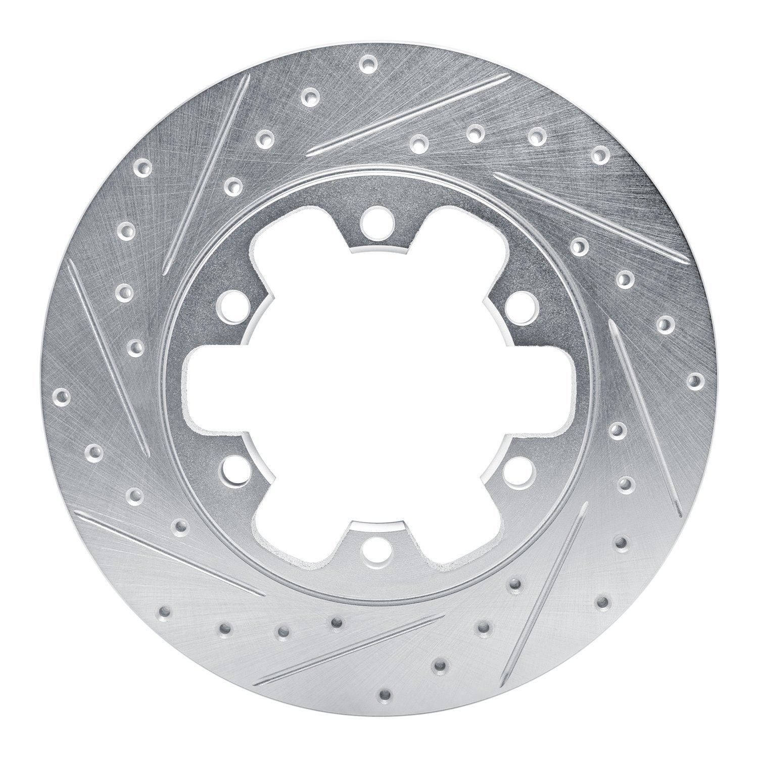 E-Line Drilled & Slotted Silver Brake Rotor, Fits Select Ford/Lincoln/Mercury/Mazda, Position: Rear Left