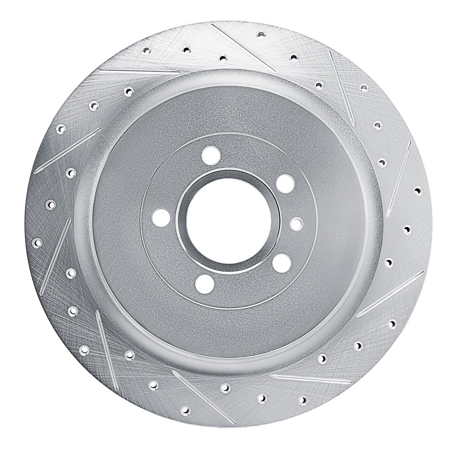 E-Line Drilled & Slotted Silver Brake Rotor, 2013-2014 Ford/Lincoln/Mercury/Mazda, Position: Rear Right
