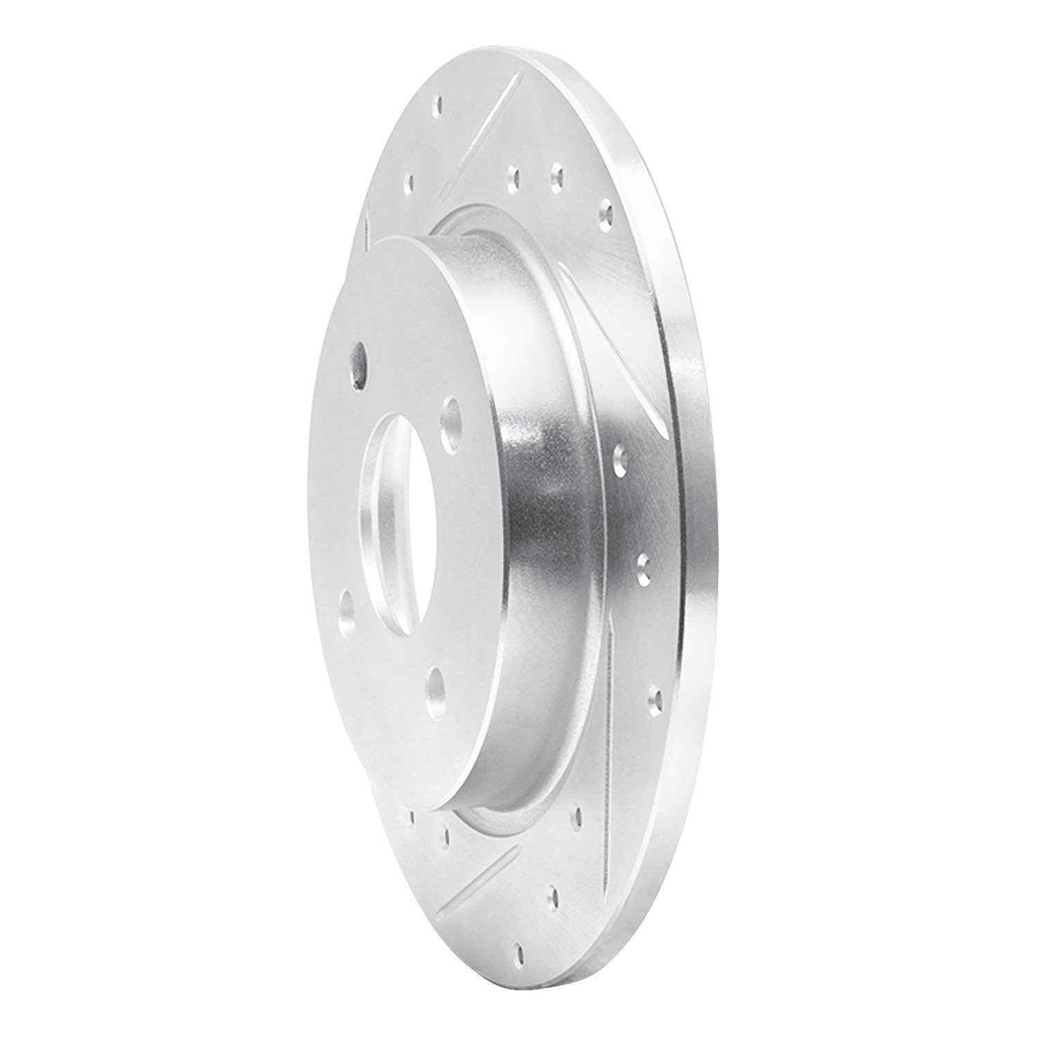 E-Line Drilled & Slotted Silver Brake Rotor, Fits Select Ford/Lincoln/Mercury/Mazda, Position: Rear Left