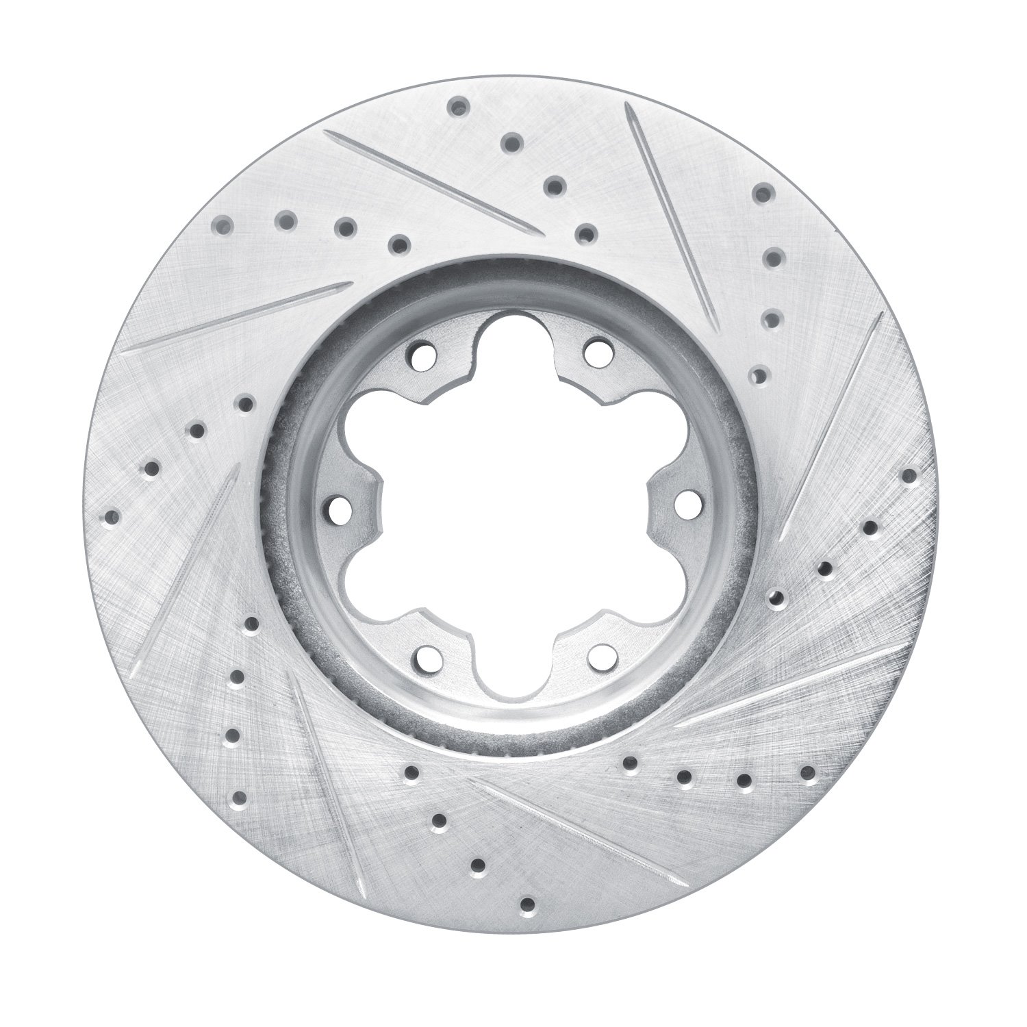E-Line Drilled & Slotted Silver Brake Rotor, Fits Select Ford/Lincoln/Mercury/Mazda, Position: Front Left