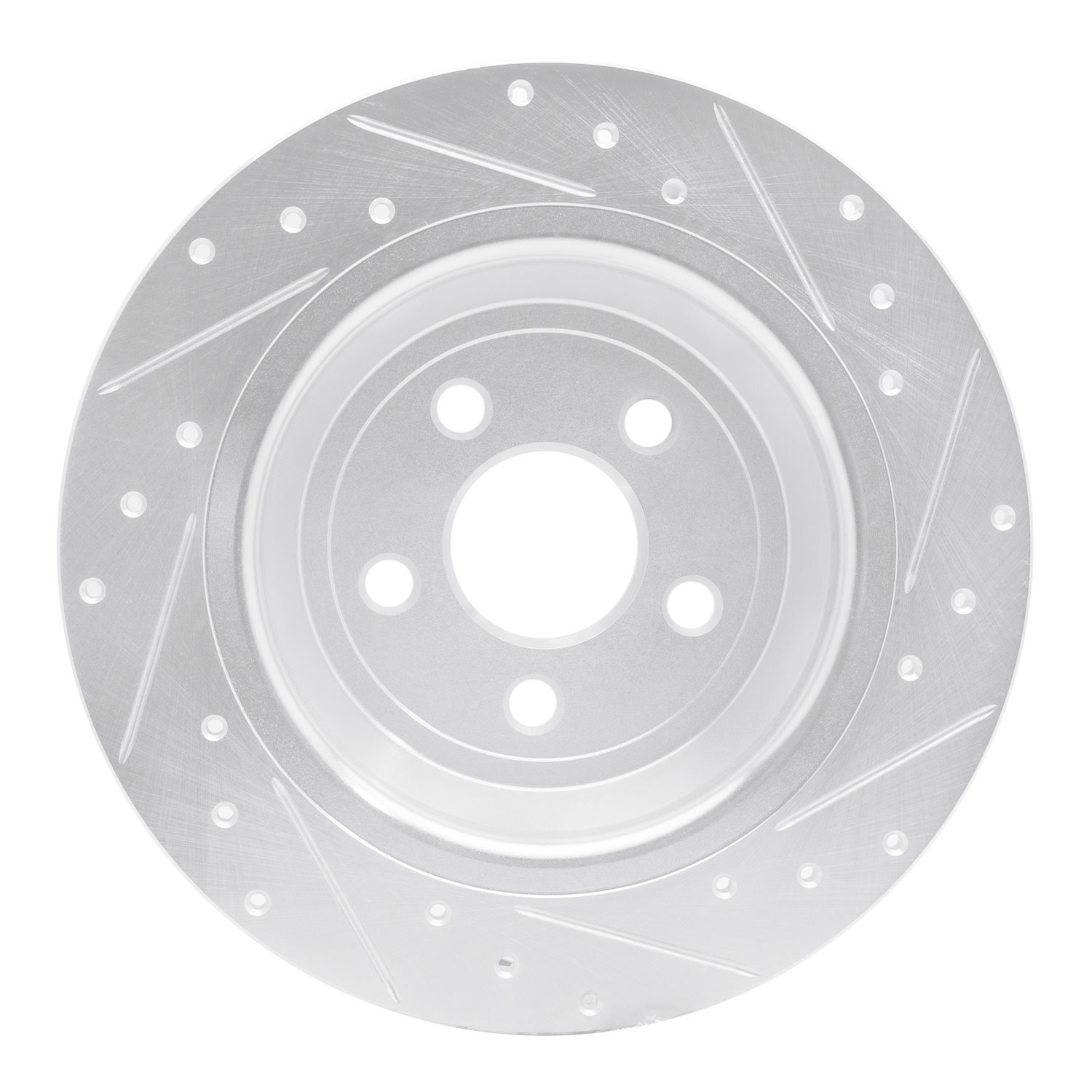 E-Line Drilled & Slotted Silver Brake Rotor, Fits Select Ford/Lincoln/Mercury/Mazda, Position: Rear Left