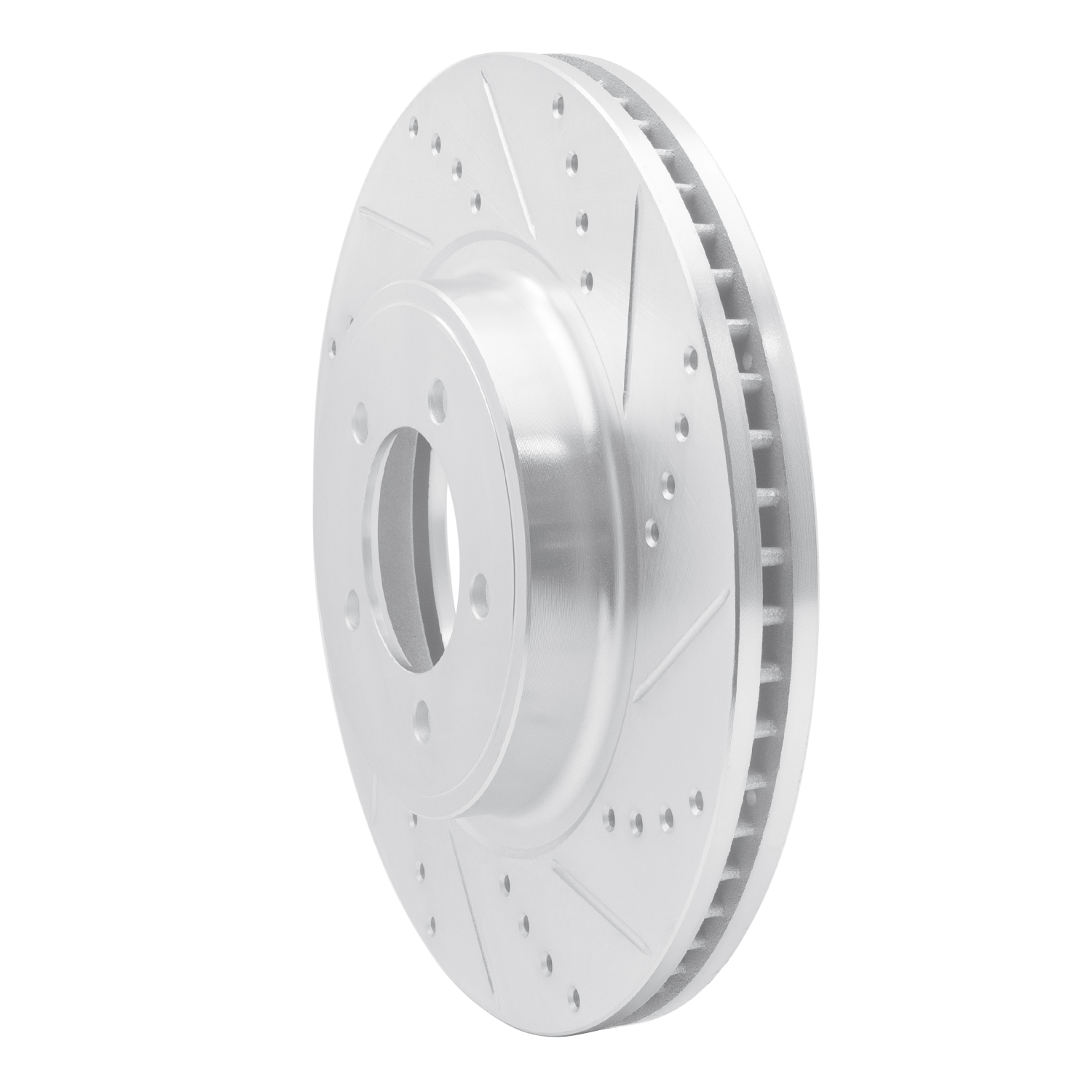 E-Line Drilled & Slotted Silver Brake Rotor, 2003-2005 Ford/Lincoln/Mercury/Mazda, Position: Front Right