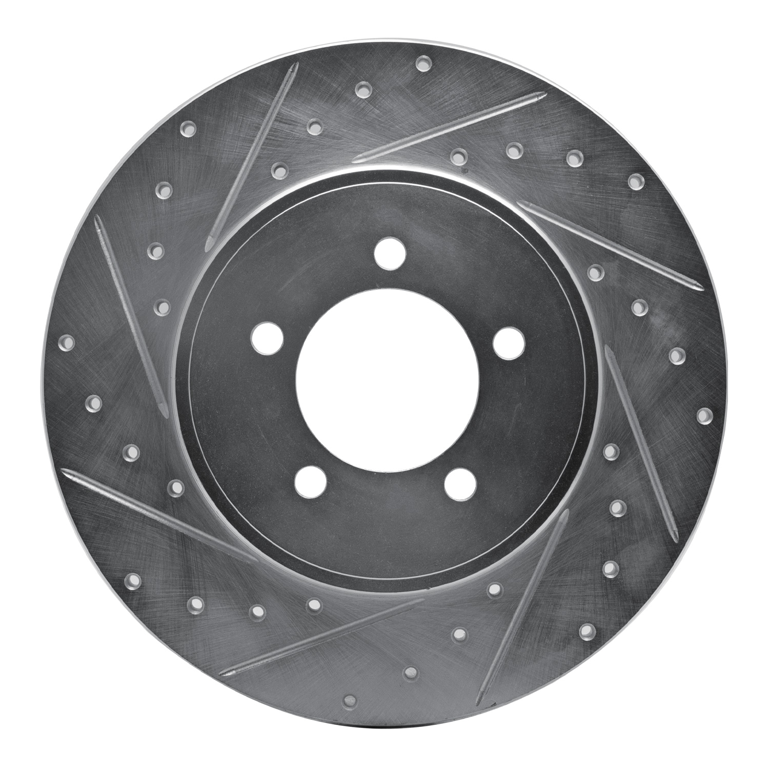 E-Line Drilled & Slotted Silver Brake Rotor, 2003-2005 Ford/Lincoln/Mercury/Mazda, Position: Rear Left