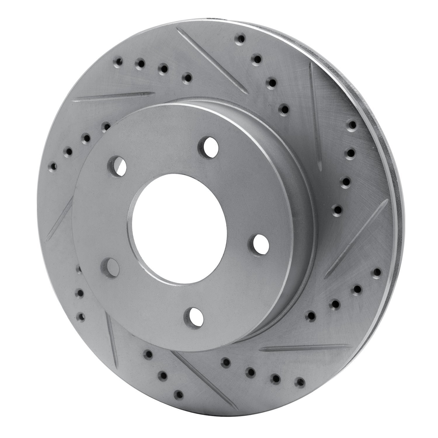 E-Line Drilled & Slotted Silver Brake Rotor, 1975-1979 Ford/Lincoln/Mercury/Mazda, Position: Rear Right
