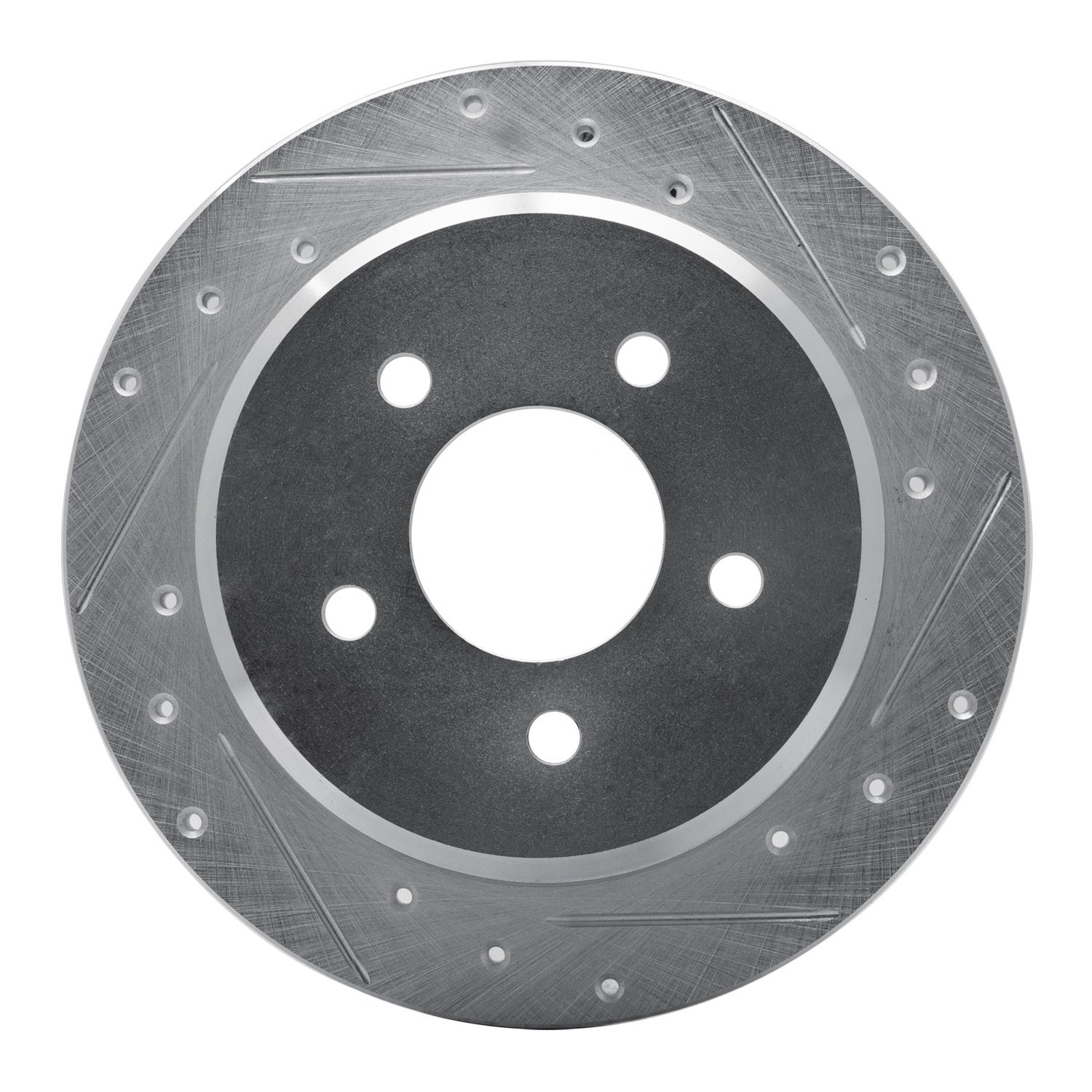 E-Line Drilled & Slotted Silver Brake Rotor, 1996-2002 Ford/Lincoln/Mercury/Mazda, Position: Rear Right