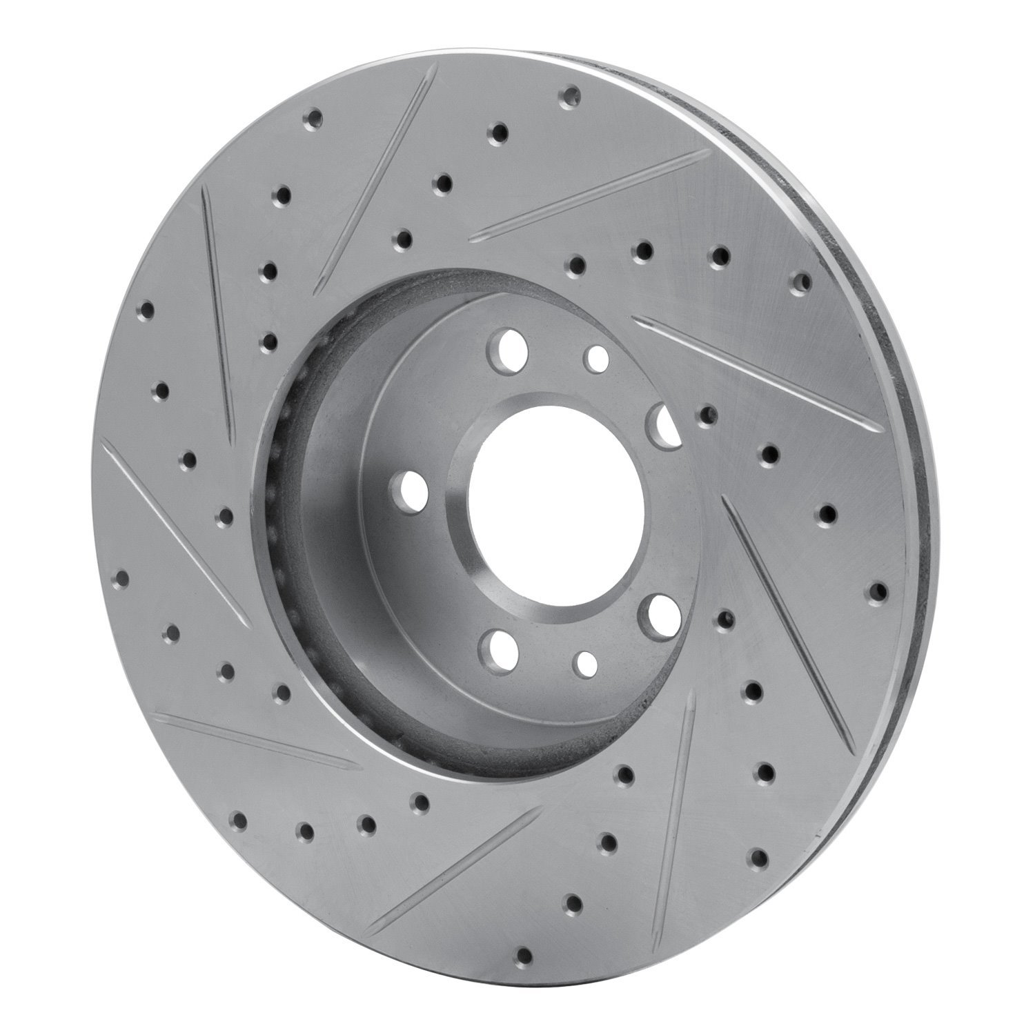 E-Line Drilled & Slotted Silver Brake Rotor, 1998-2002 Ford/Lincoln/Mercury/Mazda, Position: Front Right