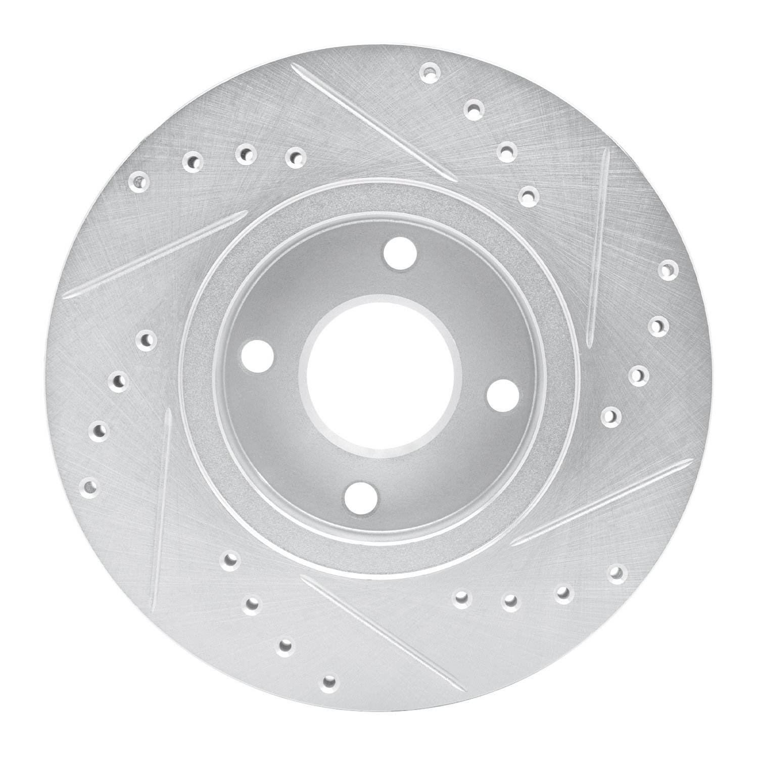 E-Line Drilled & Slotted Silver Brake Rotor, 1998-2002 Ford/Lincoln/Mercury/Mazda, Position: Front Left
