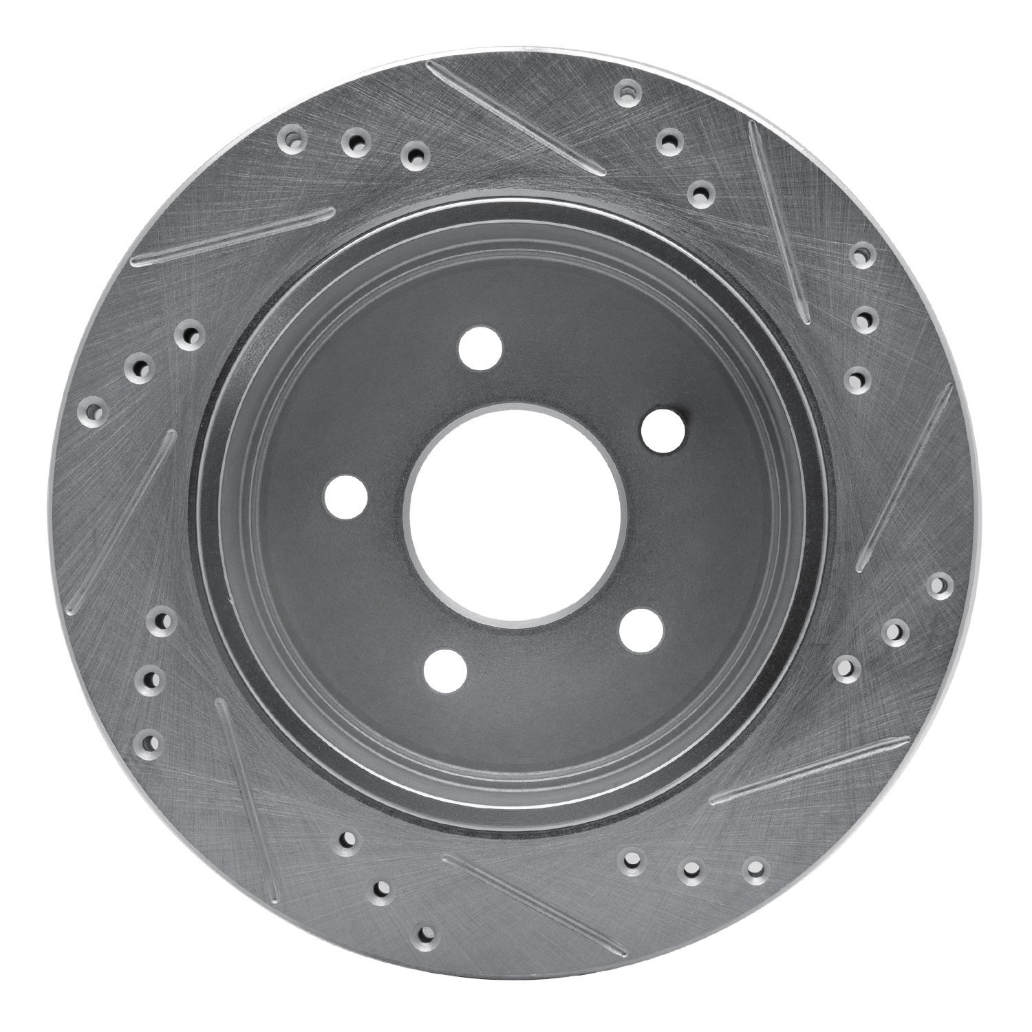 E-Line Drilled & Slotted Silver Brake Rotor, 2003-2011 Ford/Lincoln/Mercury/Mazda, Position: Rear Left