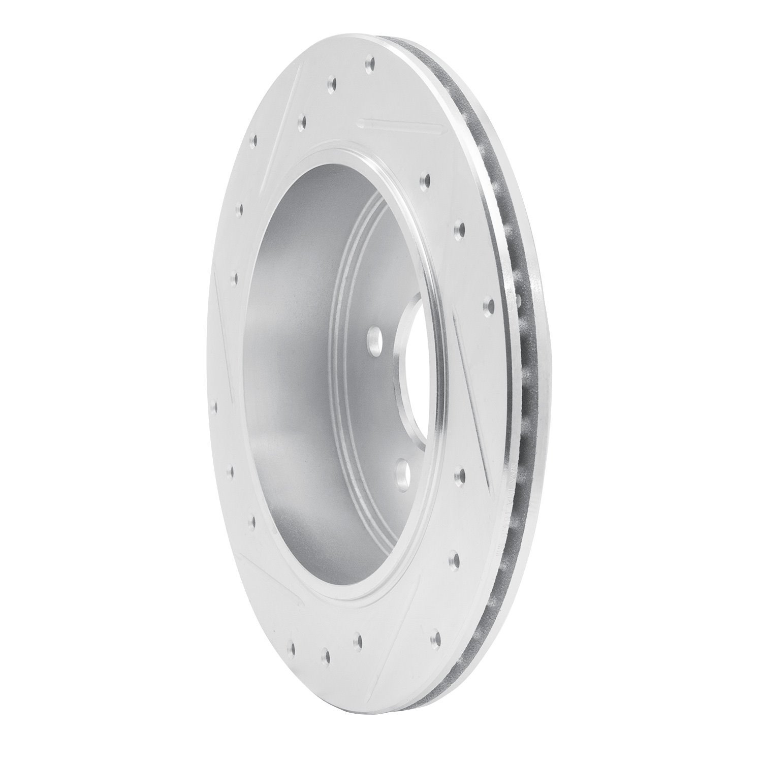E-Line Drilled & Slotted Silver Brake Rotor, 2003-2011 Ford/Lincoln/Mercury/Mazda, Position: Rear Right