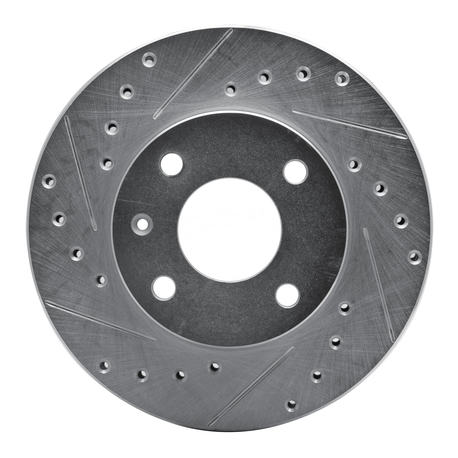 E-Line Drilled & Slotted Silver Brake Rotor, 1985-1989 Merkur, Position: Front Left