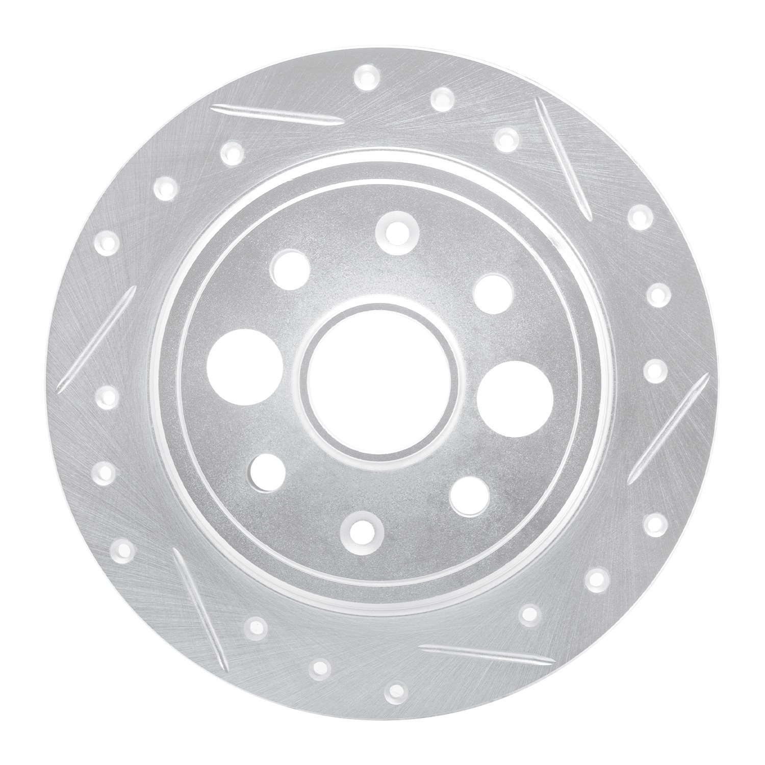 E-Line Drilled & Slotted Silver Brake Rotor, 1986-1989 Acura/Honda, Position: Rear Right