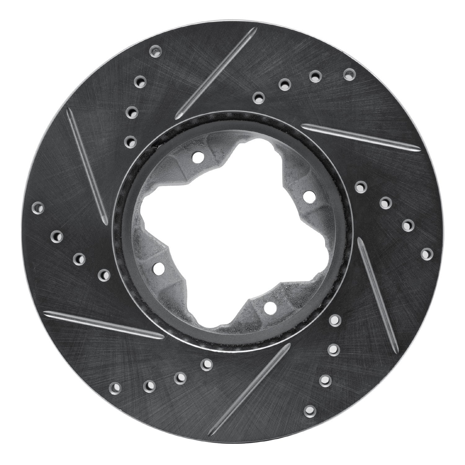 E-Line Drilled & Slotted Silver Brake Rotor, 1992-1998 Acura/Honda, Position: Front Right