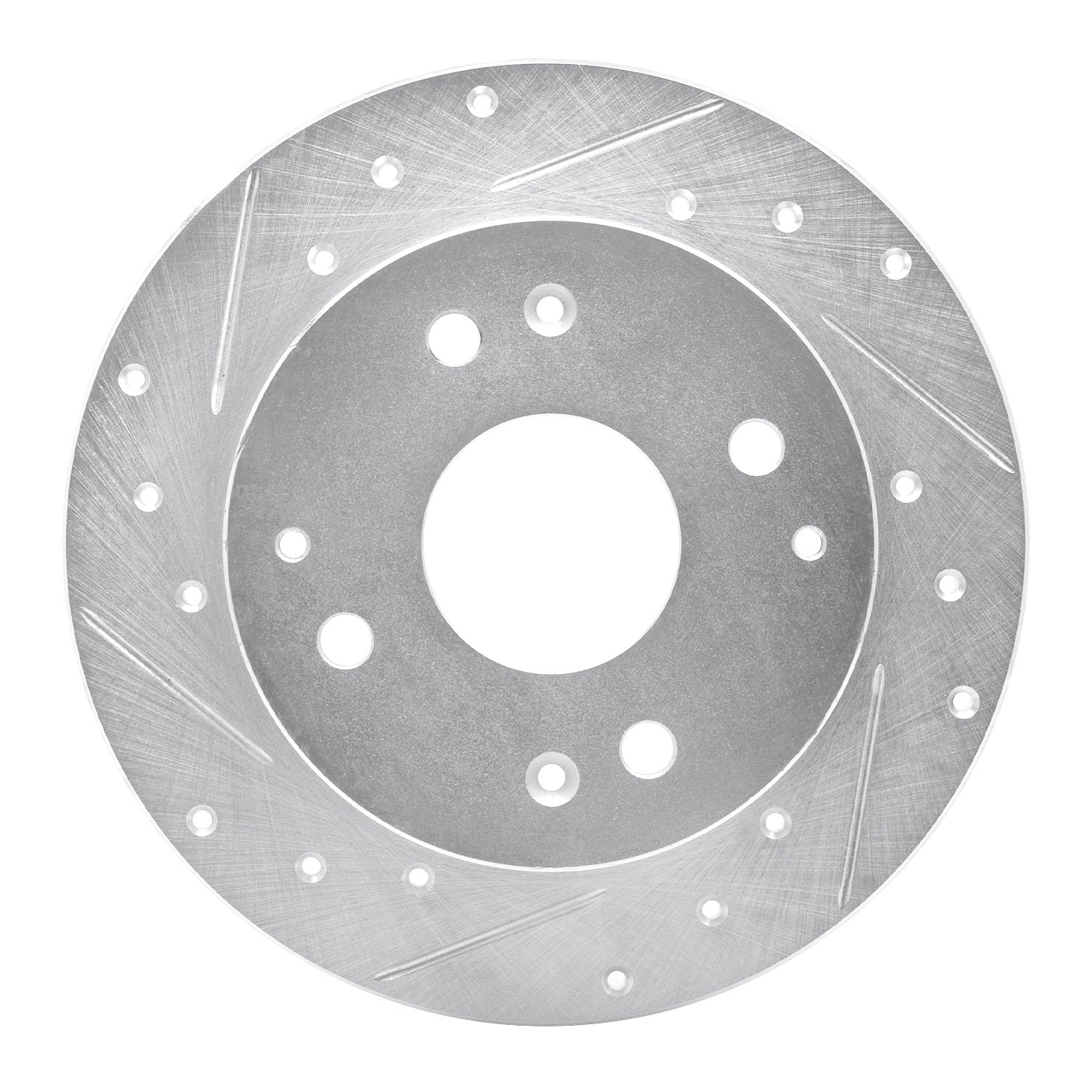 E-Line Drilled & Slotted Silver Brake Rotor, 1992-1994 Acura/Honda, Position: Rear Left
