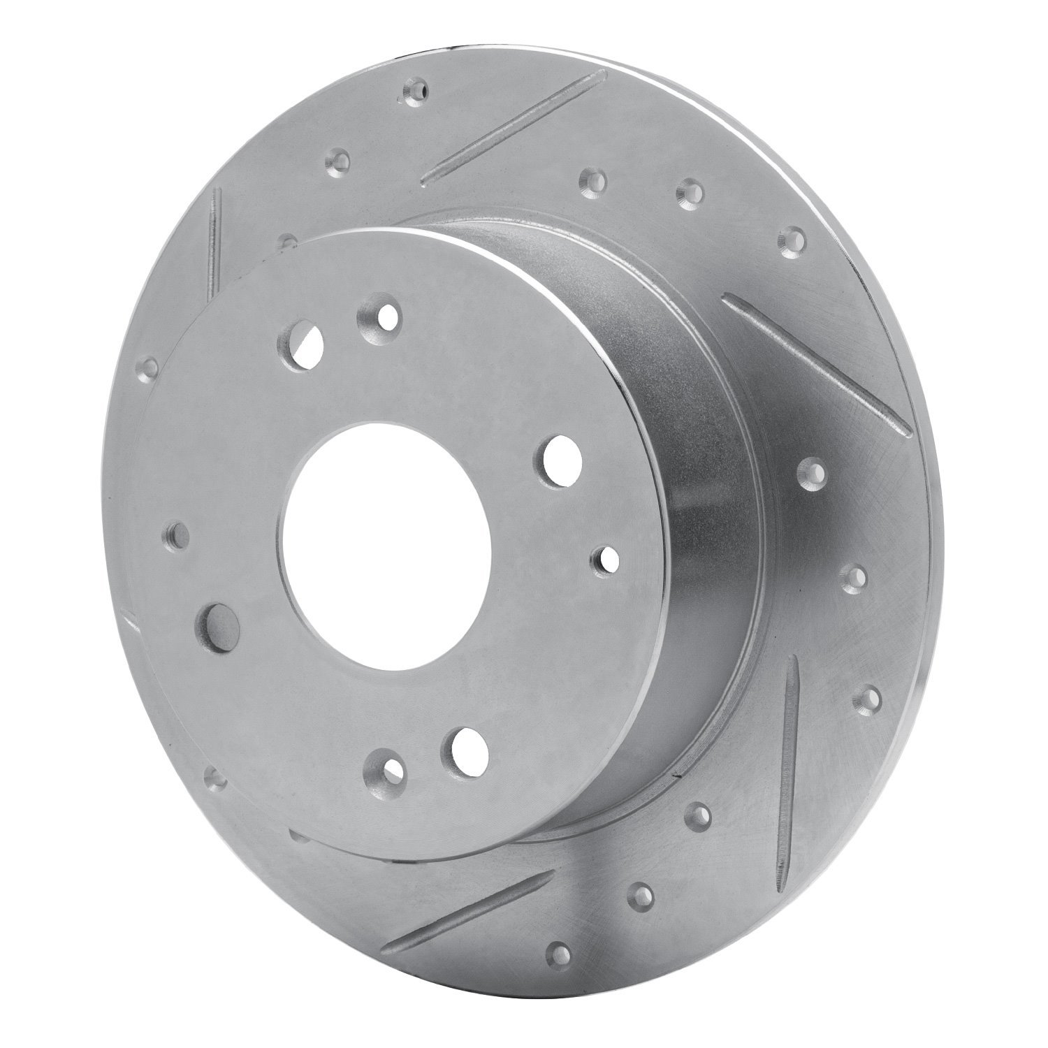 E-Line Drilled & Slotted Silver Brake Rotor, 1995-1998 Acura/Honda, Position: Rear Left
