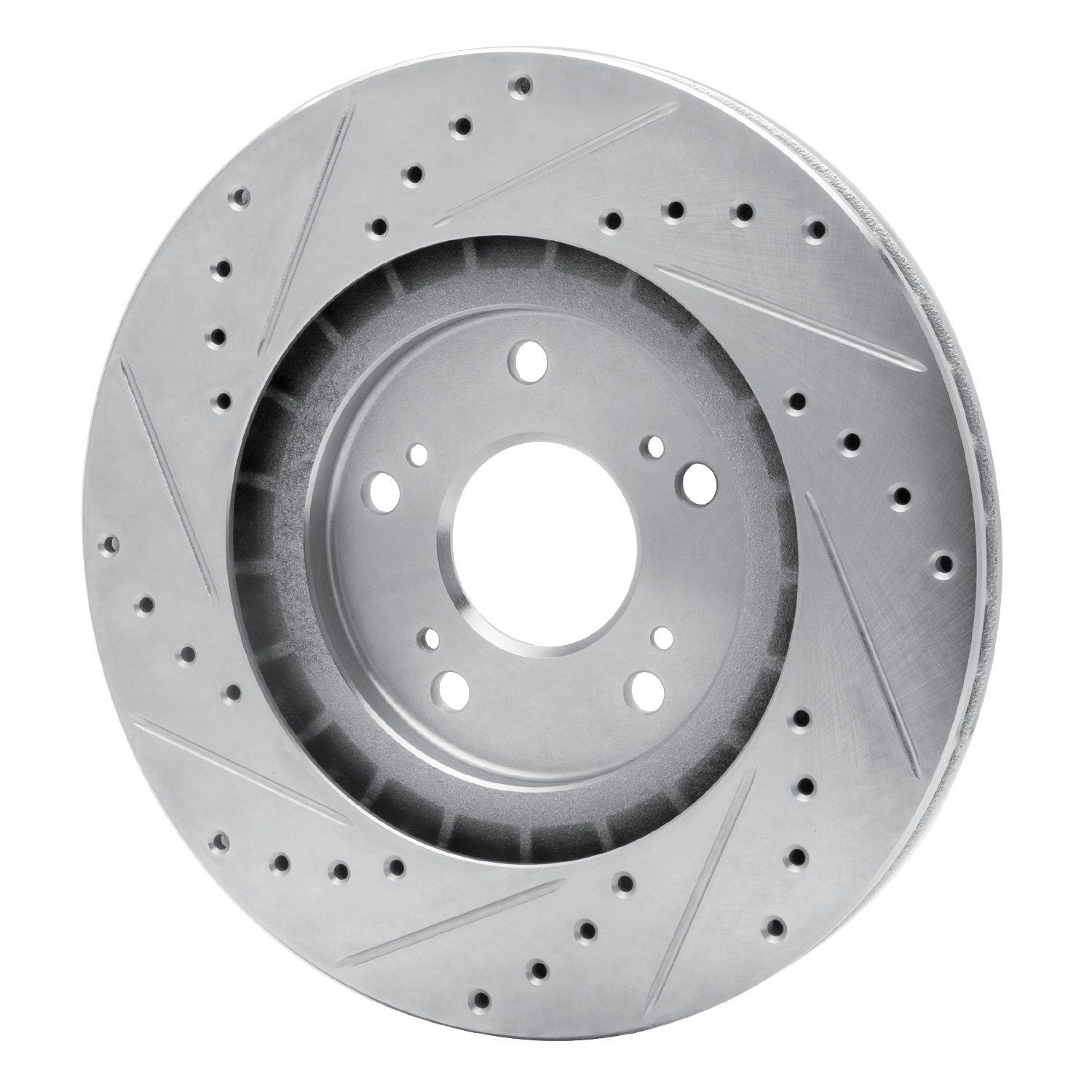 E-Line Drilled & Slotted Silver Brake Rotor, 1997-2005 Acura/Honda, Position: Rear Right
