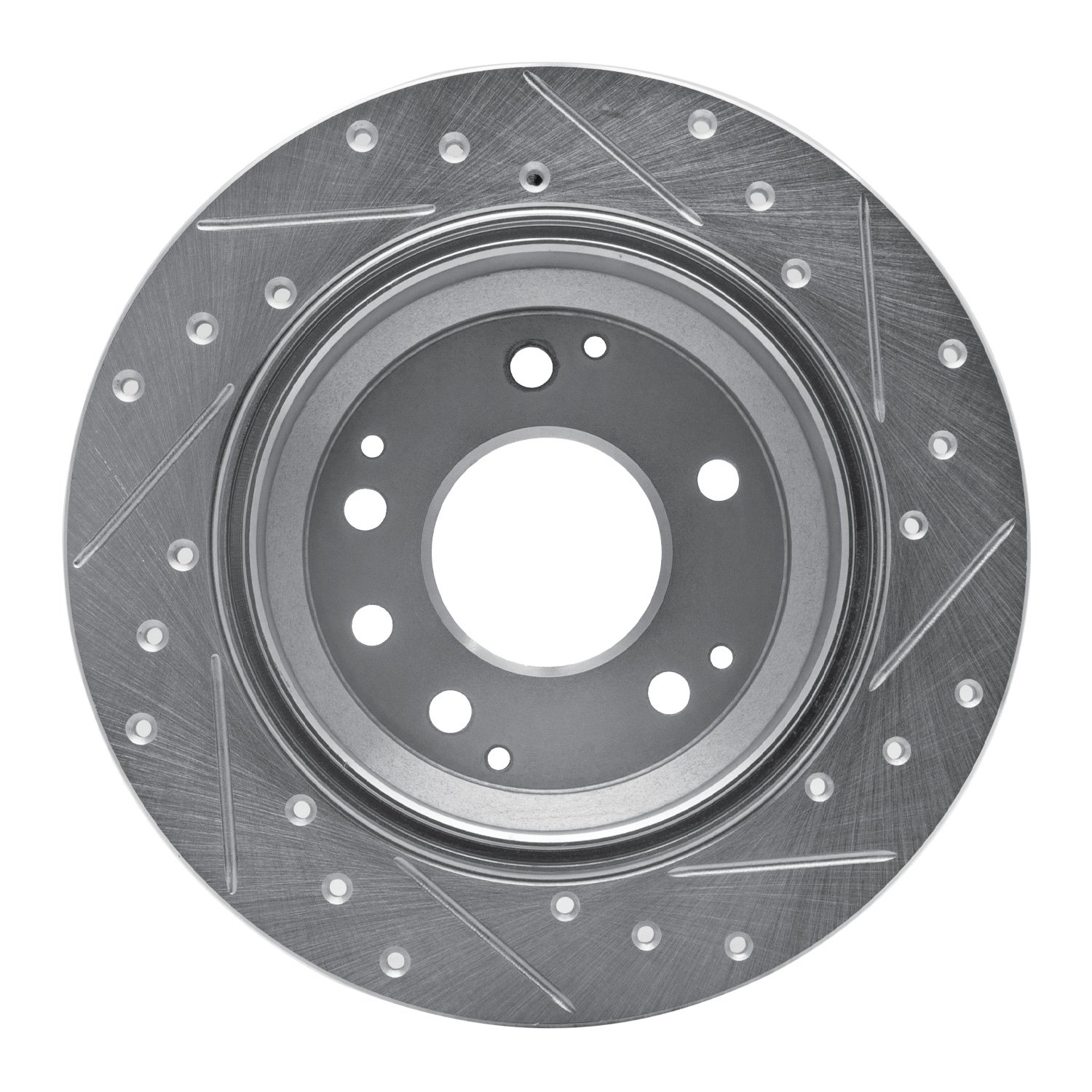 E-Line Drilled & Slotted Silver Brake Rotor, 1999-2001 Acura/Honda, Position: Rear Left