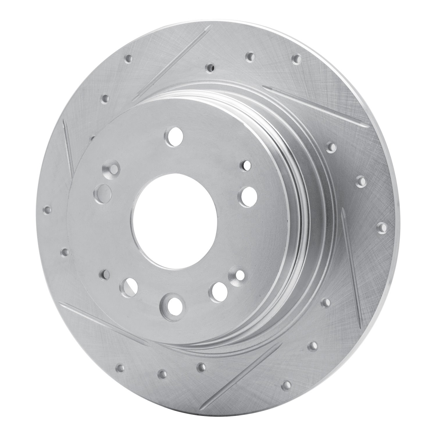 E-Line Drilled & Slotted Silver Brake Rotor, 2001-2003 Acura/Honda, Position: Rear Left