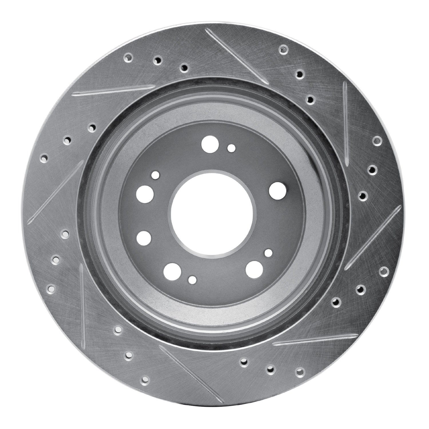 E-Line Drilled & Slotted Silver Brake Rotor, 2005-2012 Acura/Honda, Position: Rear Left