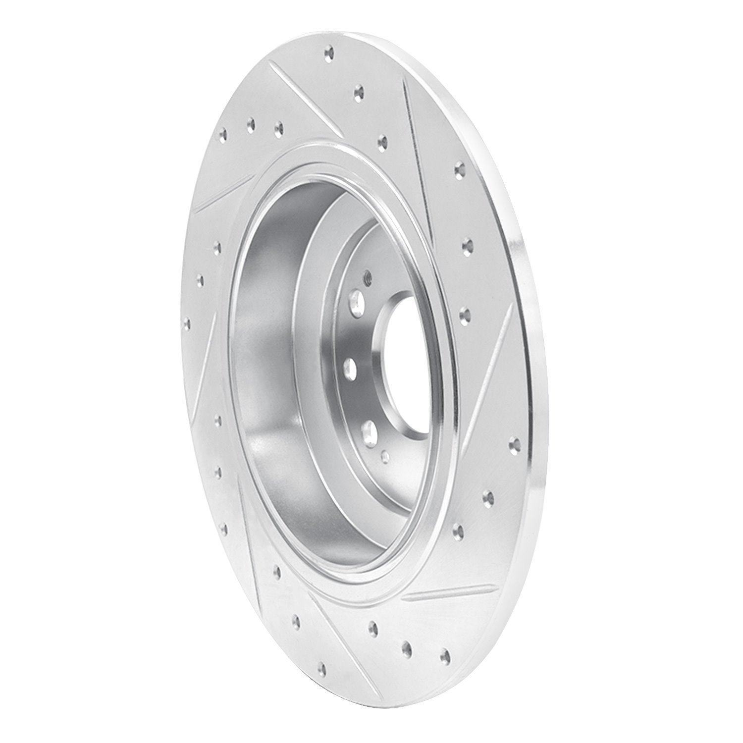 E-Line Drilled & Slotted Silver Brake Rotor, 2009-2014 Acura/Honda, Position: Rear Left