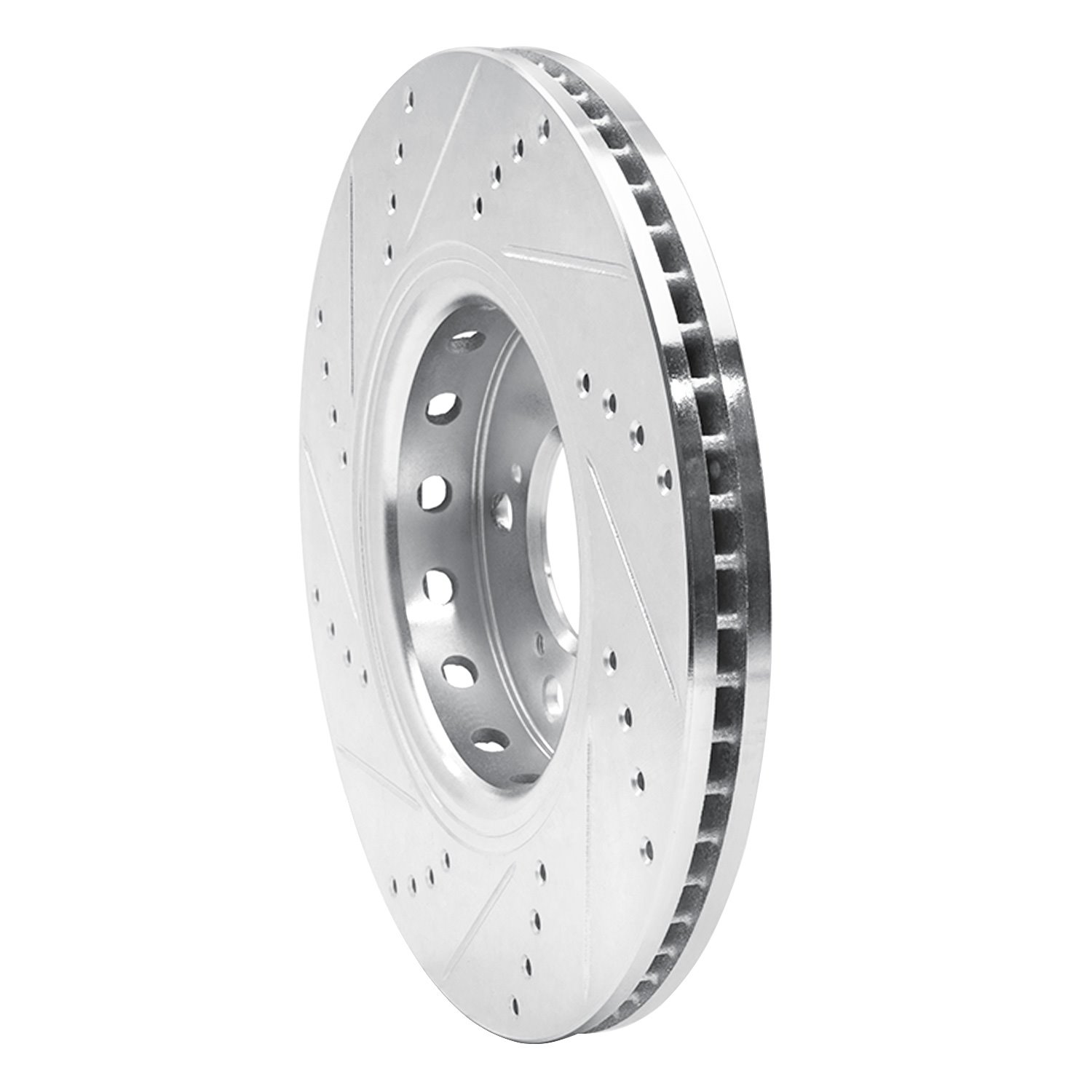 E-Line Drilled & Slotted Silver Brake Rotor, 2014-2020 Acura/Honda, Position: Front Right