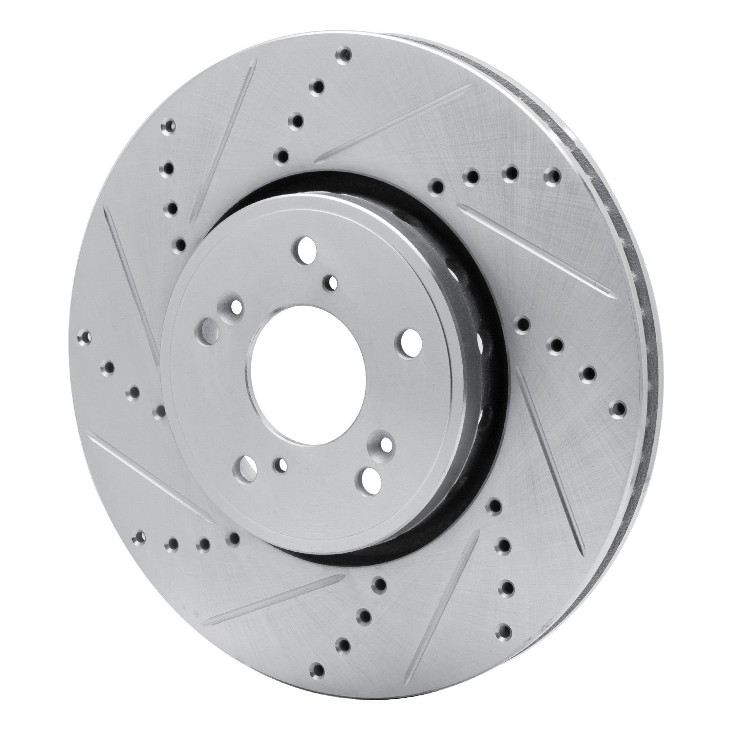 E-Line Drilled & Slotted Silver Brake Rotor, Fits Select Acura/Honda, Position: Front Left