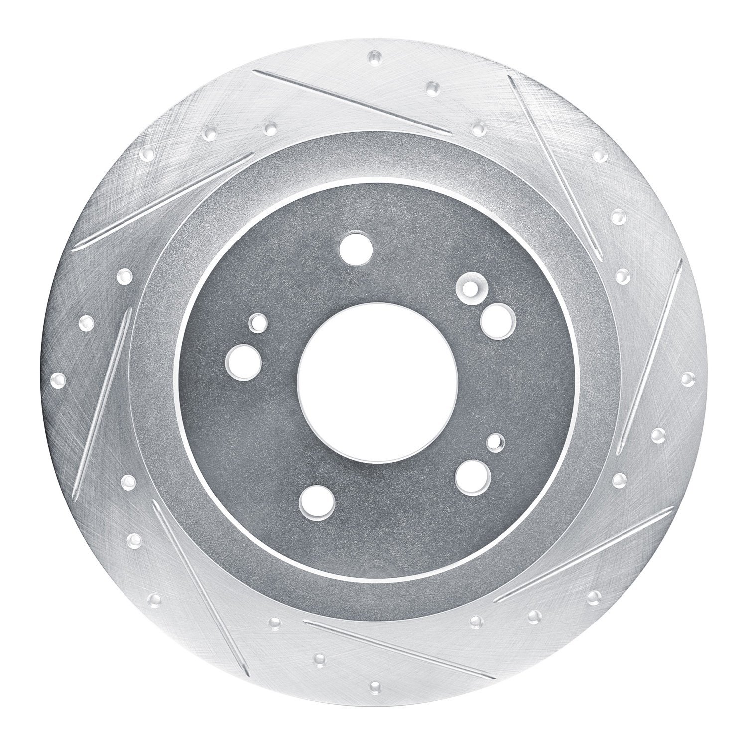 E-Line Drilled & Slotted Silver Brake Rotor, Fits Select Acura/Honda, Position: Rear Right
