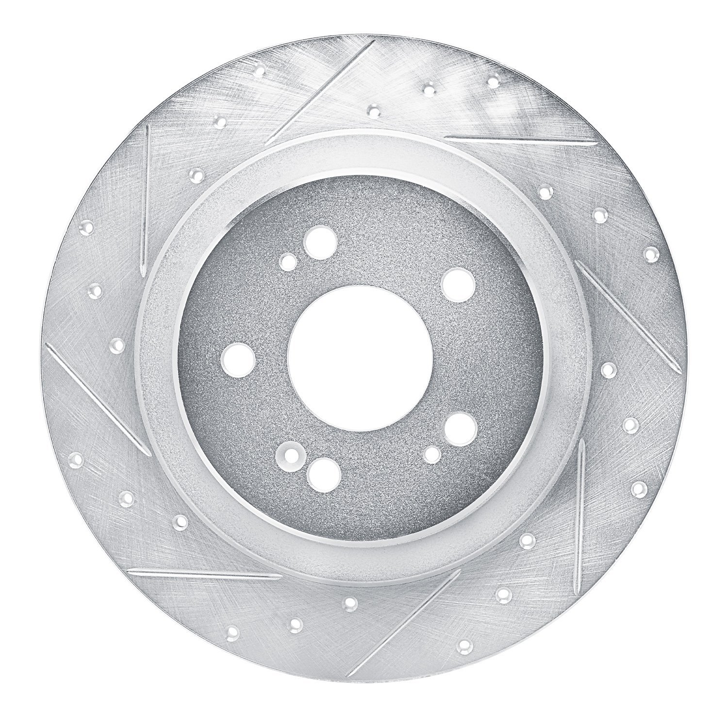 E-Line Drilled & Slotted Silver Brake Rotor, Fits Select Acura/Honda, Position: Rear Left