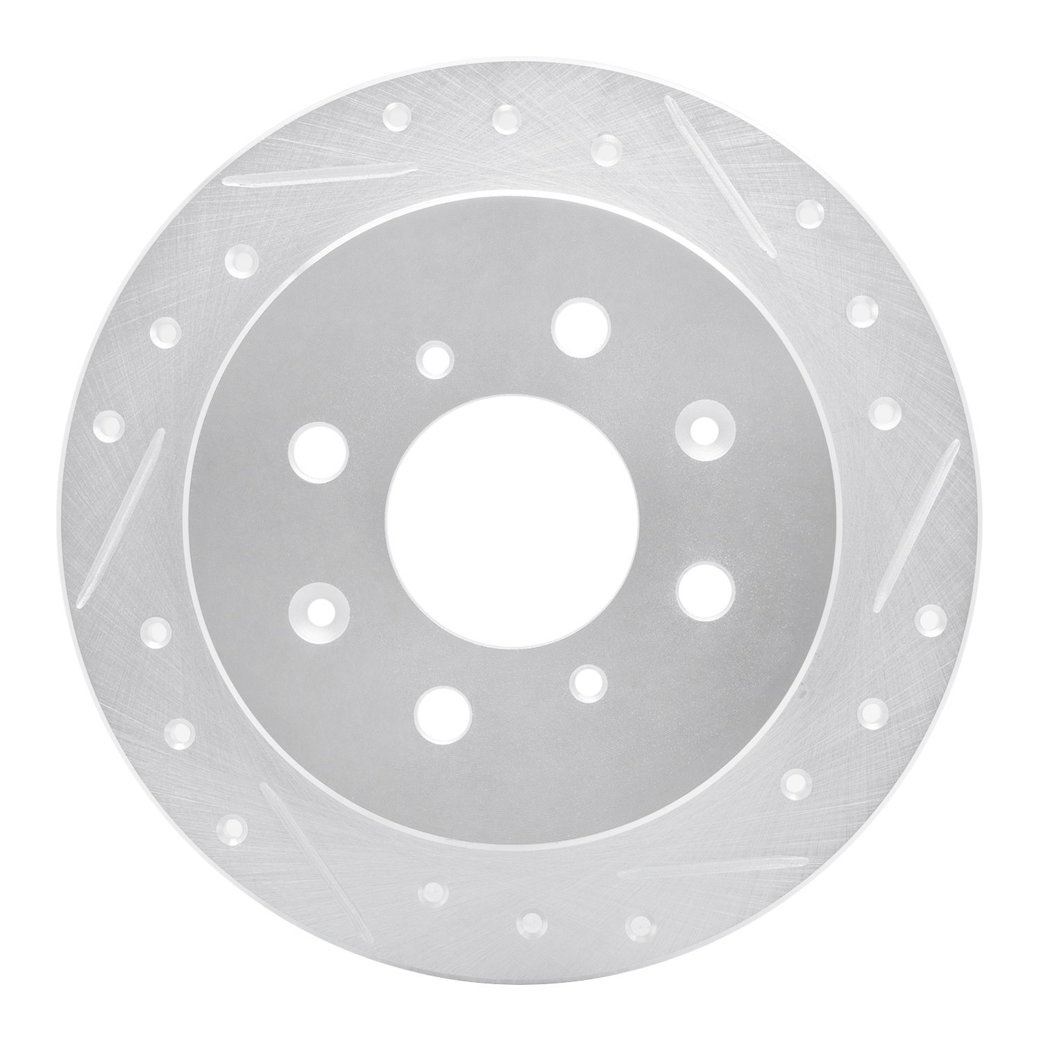 E-Line Drilled & Slotted Silver Brake Rotor, 1988-2001 Acura/Honda, Position: Rear Right