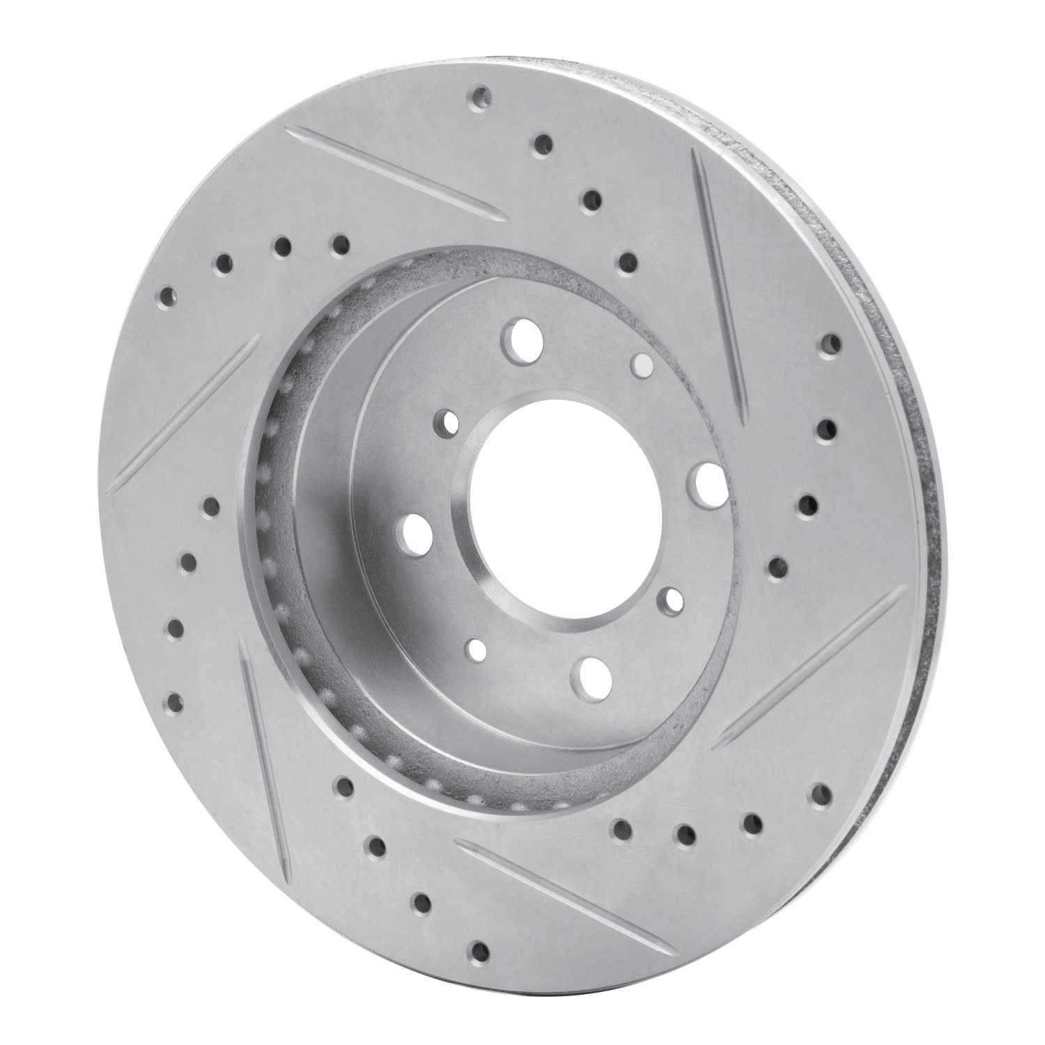 E-Line Drilled & Slotted Silver Brake Rotor, 1988-1991 Acura/Honda, Position: Front Left