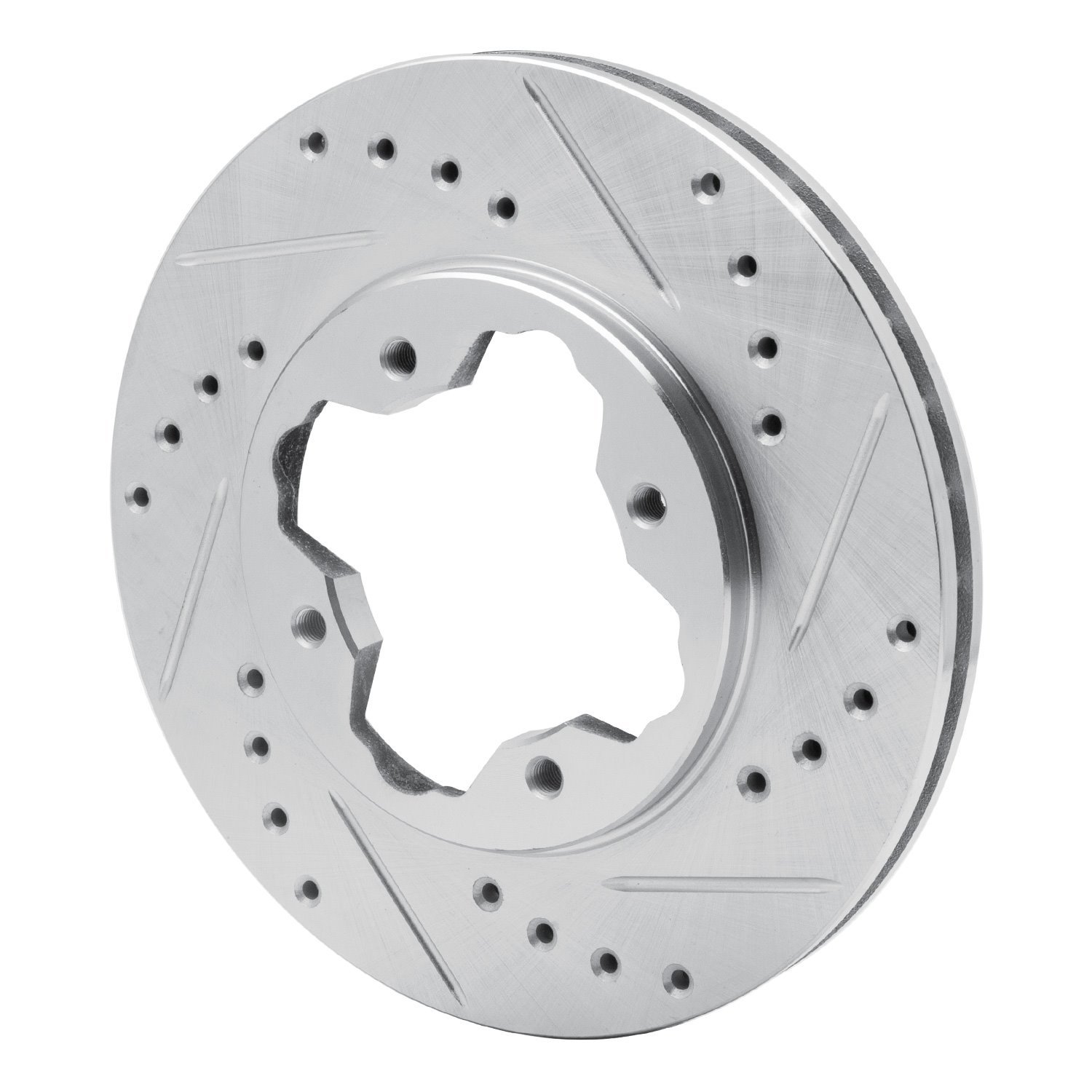 E-Line Drilled & Slotted Silver Brake Rotor, 1990-1997 Acura/Honda, Position: Front Right
