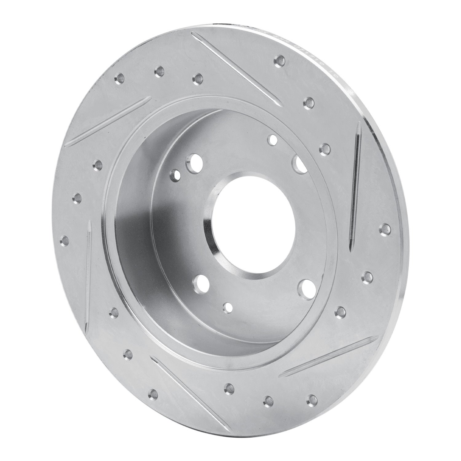 E-Line Drilled & Slotted Silver Brake Rotor, 1992-1997 Acura/Honda, Position: Rear Left