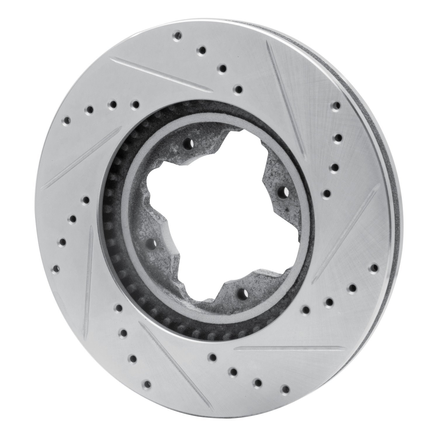 E-Line Drilled & Slotted Silver Brake Rotor, 1991-1997 Acura/Honda, Position: Front Left