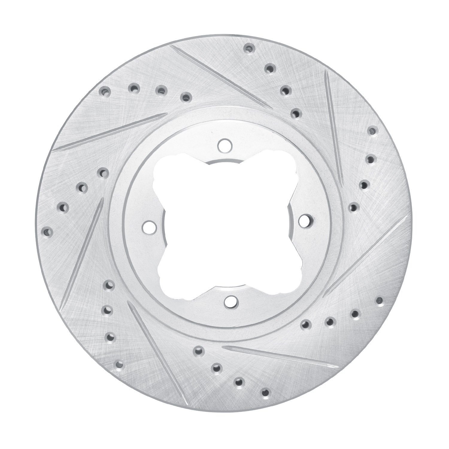 E-Line Drilled & Slotted Silver Brake Rotor, 1991-1997 Acura/Honda, Position: Front Right