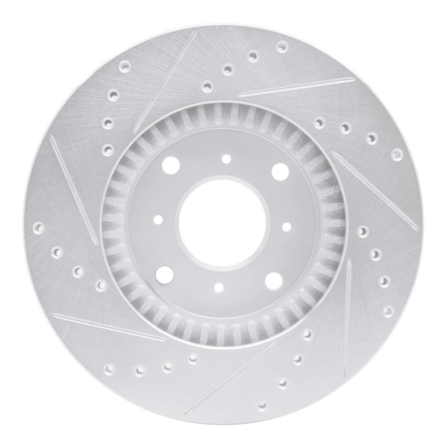 E-Line Drilled & Slotted Silver Brake Rotor, 1992-1996 Acura/Honda, Position: Front Right