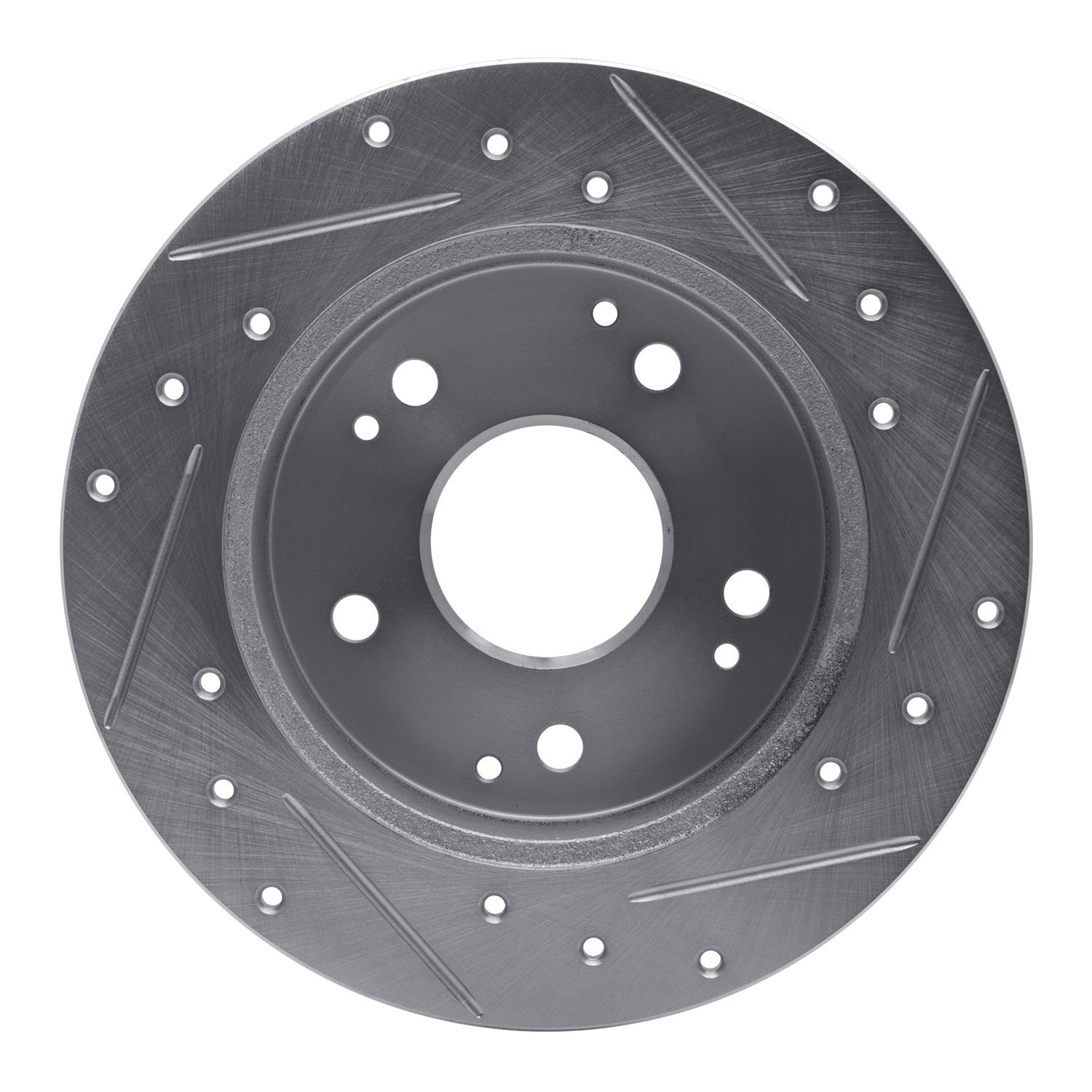 E-Line Drilled & Slotted Silver Brake Rotor, 1997-2006 Acura/Honda, Position: Rear Left
