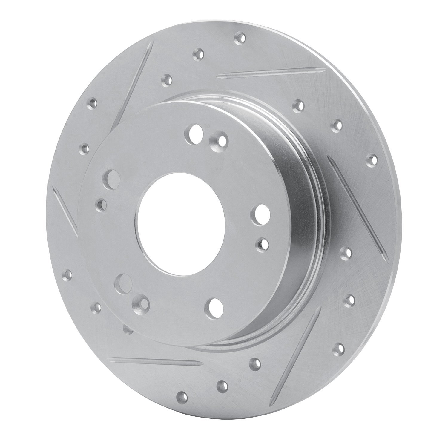 E-Line Drilled & Slotted Silver Brake Rotor, 2003-2008 Acura/Honda, Position: Rear Left