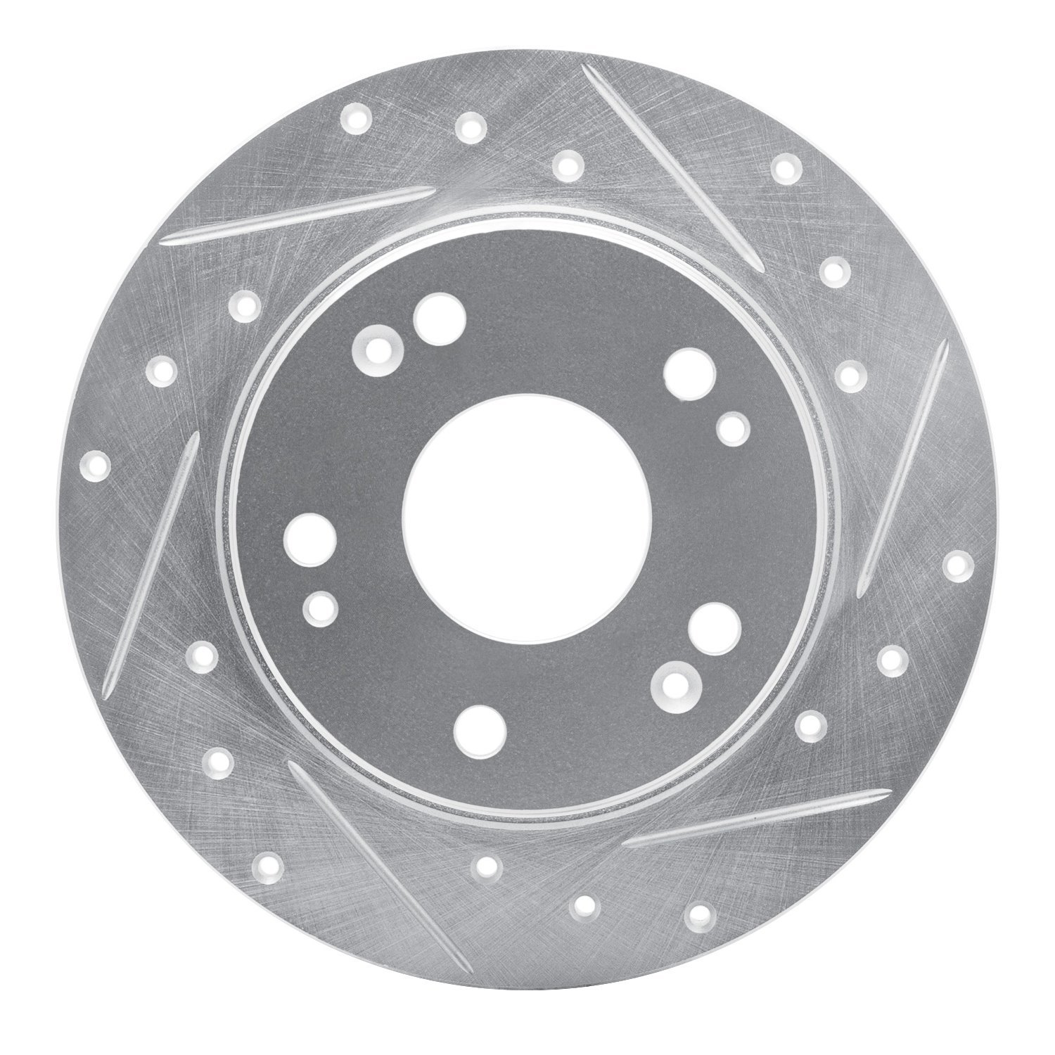 E-Line Drilled & Slotted Silver Brake Rotor, 2003-2008 Acura/Honda, Position: Rear Right