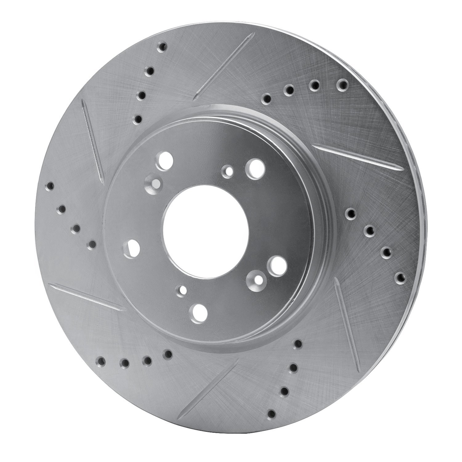 E-Line Drilled & Slotted Silver Brake Rotor, Fits Select Acura/Honda, Position: Front Left
