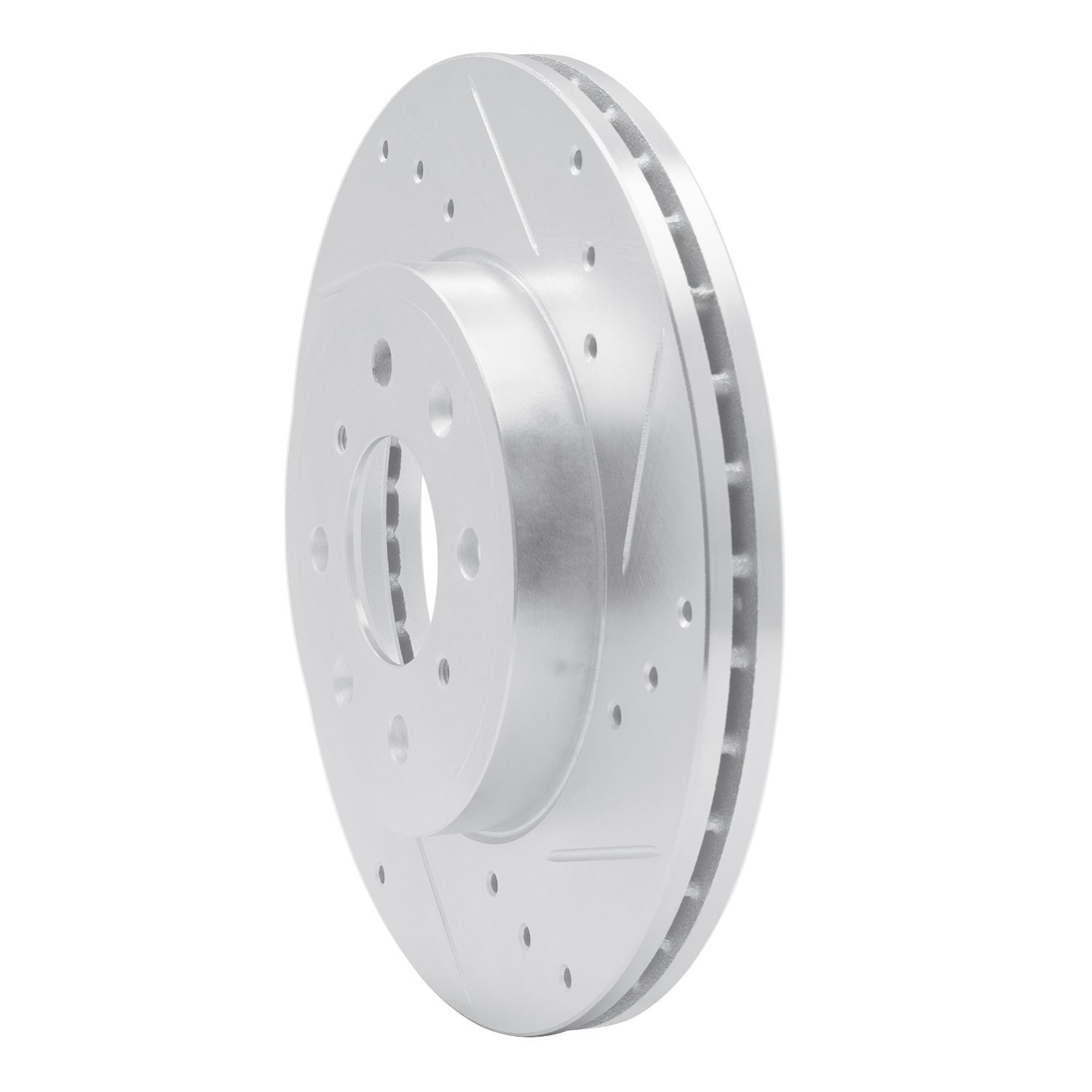 E-Line Drilled & Slotted Silver Brake Rotor, 2014-2020 Acura/Honda, Position: Front Right