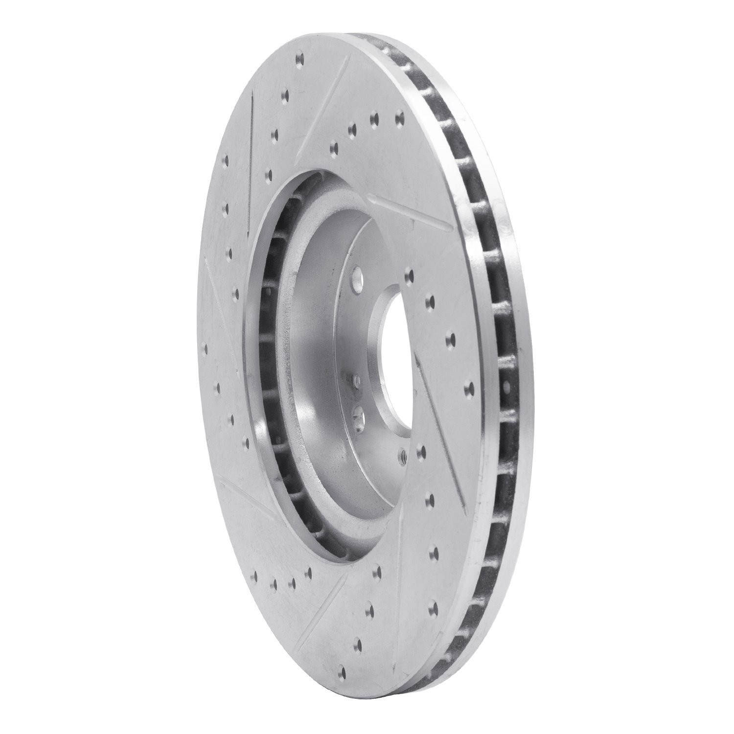 E-Line Drilled & Slotted Silver Brake Rotor, 2002-2015 Acura/Honda, Position: Front Right