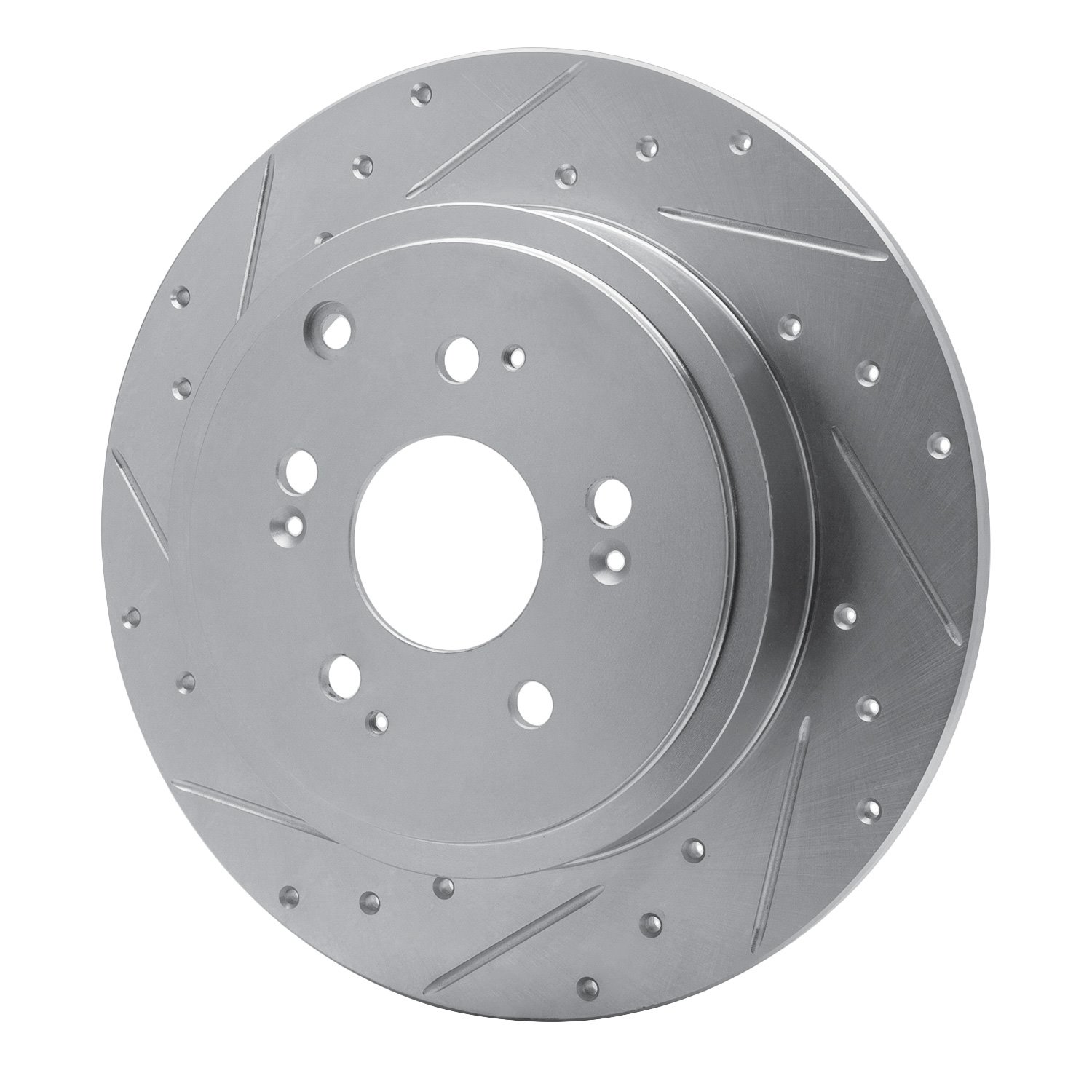 E-Line Drilled & Slotted Silver Brake Rotor, 2006-2014 Acura/Honda, Position: Rear Left