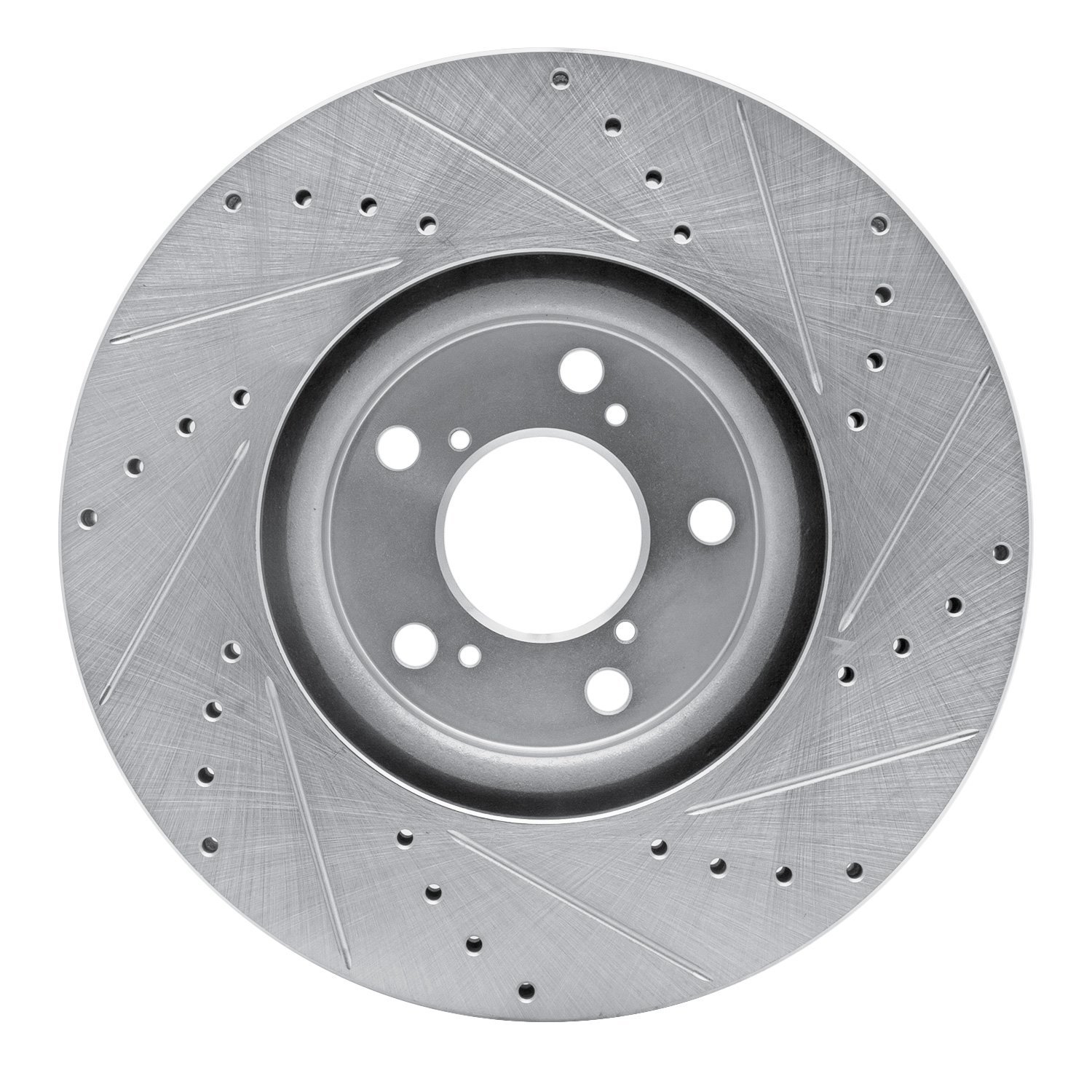 E-Line Drilled & Slotted Silver Brake Rotor, 2007-2020 Acura/Honda, Position: Front Left