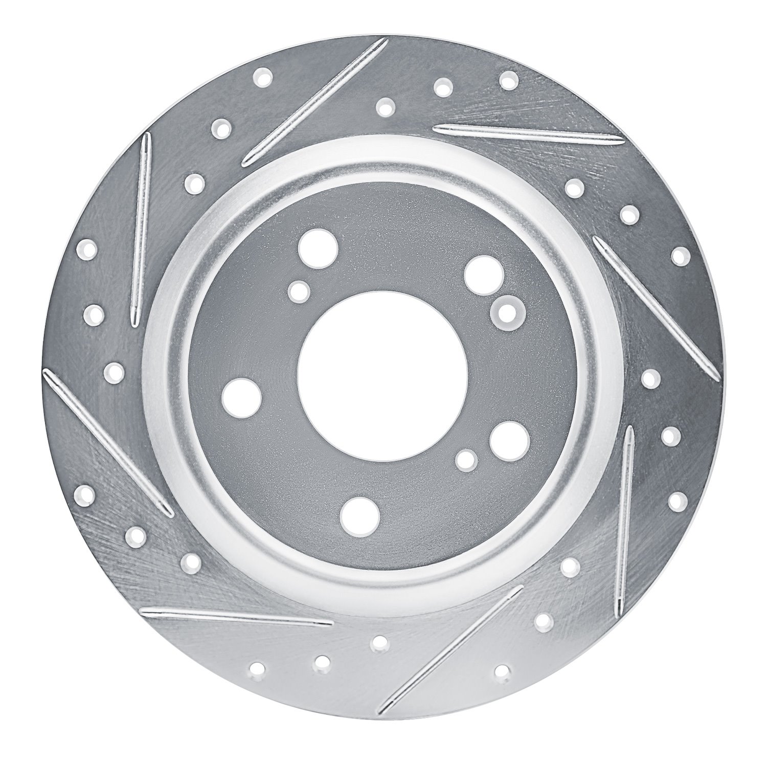 E-Line Drilled & Slotted Silver Brake Rotor, 2017-2021 Acura/Honda, Position: Rear Left